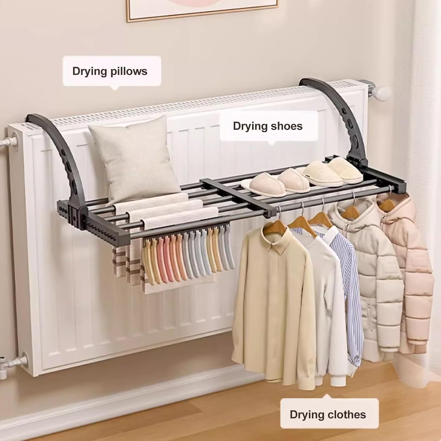 Clothes Drying Rack, Extendable and Adjustable, High Temperature Resistant for Hanging Socks, Clothes, and Towels