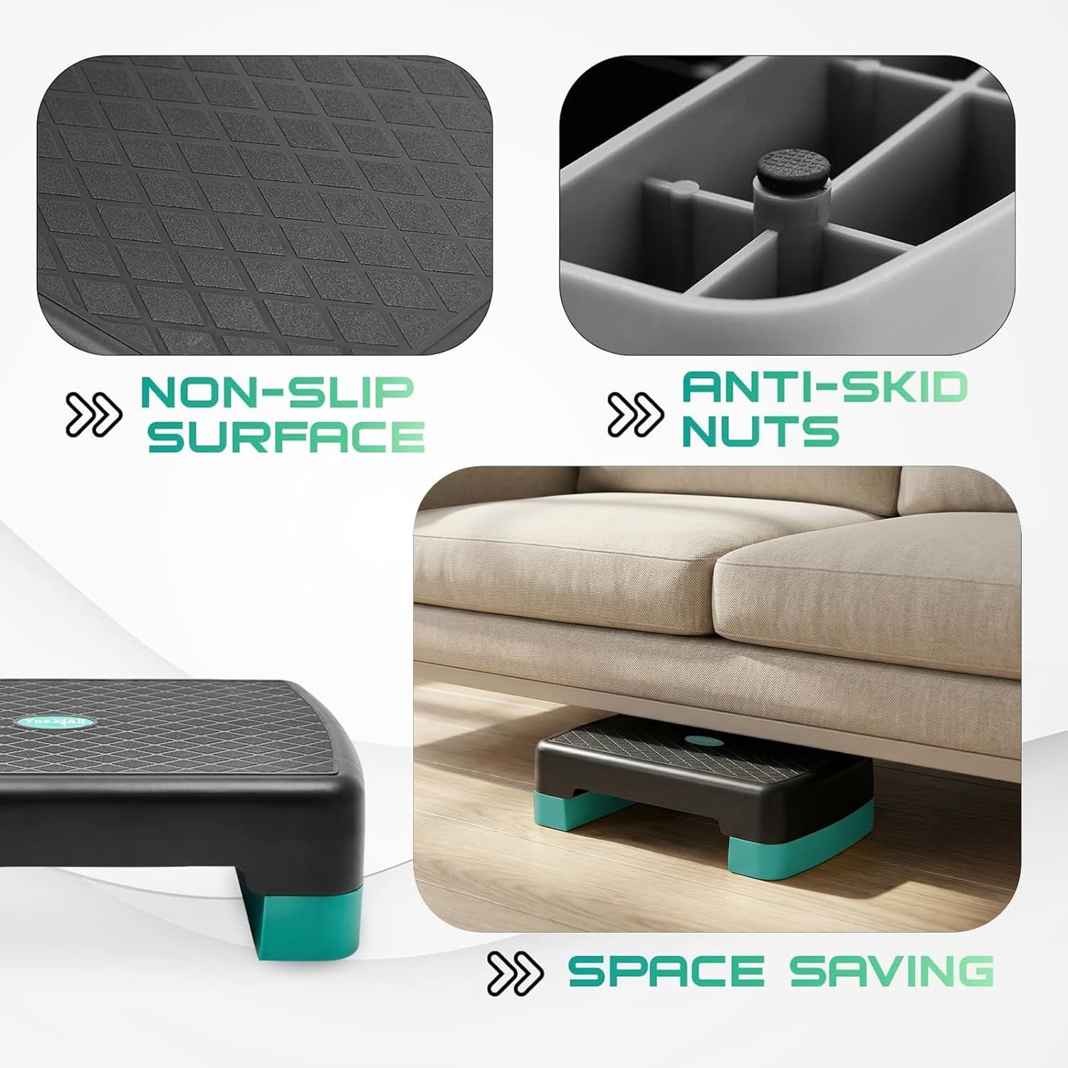 Yes4All Aerobic Exercise Step Platform, Exercise Stepper with Risers for Cardio and Strength Training, Workout Stepper for Home Gym