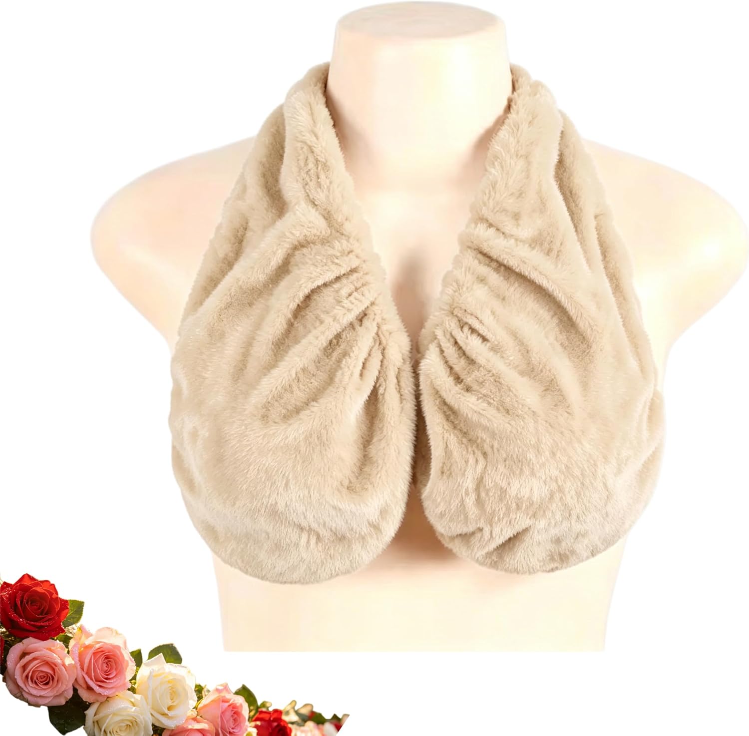 Boob Towel Shower Boobie Towels for Women Hands-Free Adjustable Tata Titty Breast Wearable Sling Around Neck Bra Liners (Beige)