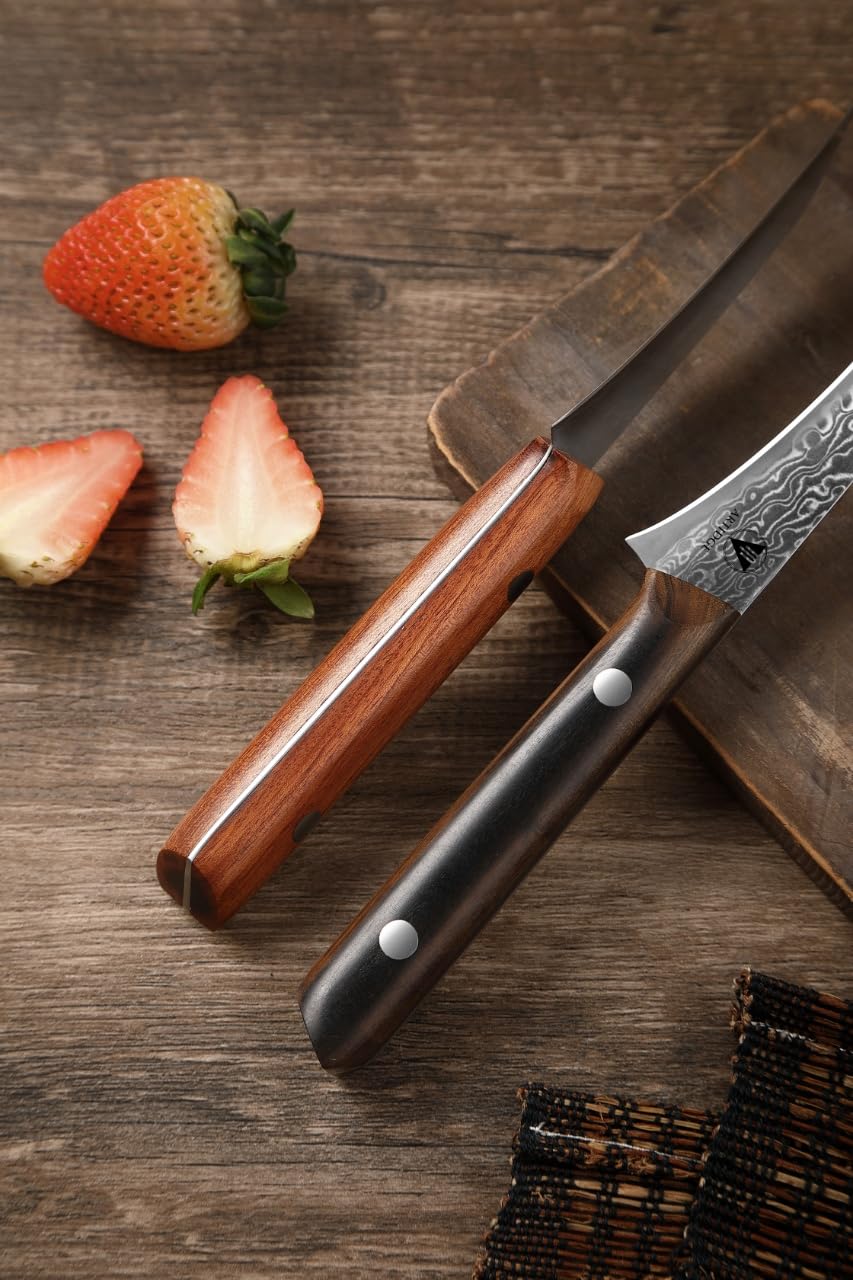 3.5" Paring Knife Damascus Steel Peel Chef Knife - 67-Layer Forged Fruit/Vegetable Knife with Natural Solid Wood Handle, 15° Double-Edged Blade, Ultra-Sharp & Corrosion Resistant — Amazon image 8