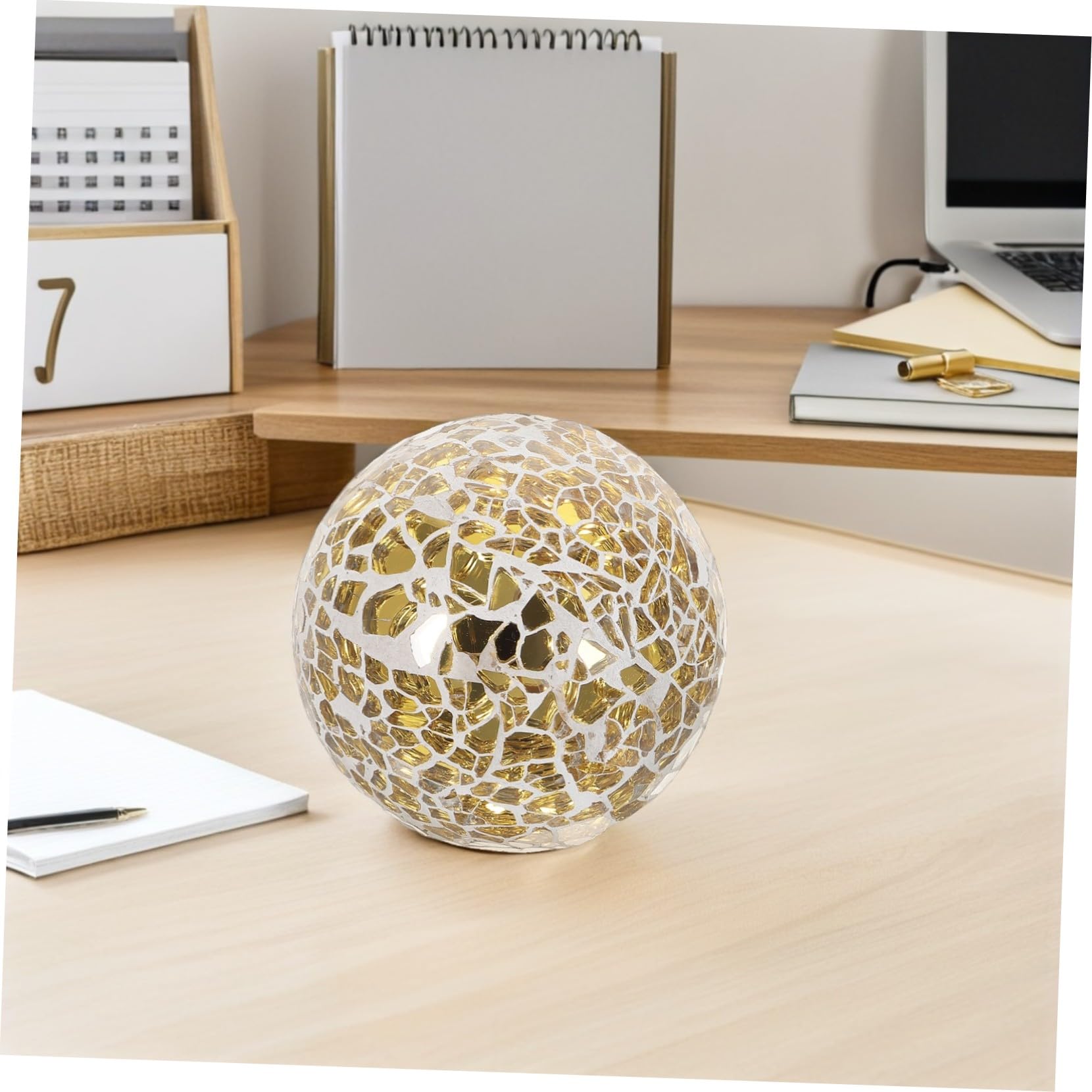 Boules Décoratives de Centre de Table en Verre Or, 3 Pièces | Sphères Sphériques pour Tables et Mariage, Contraste Visuel Marqué, Intégration Facile
