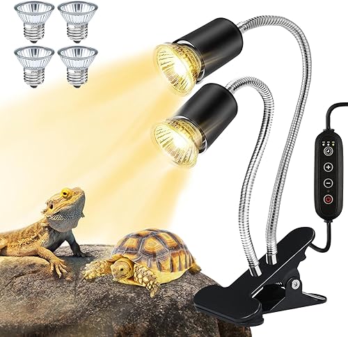 Lámpara de calor de reptiles, lámpara de calor de tortuga UVA UVB dual, lámpara de calor regulable de 360 para tanque de tortuga, reptiles de dragón