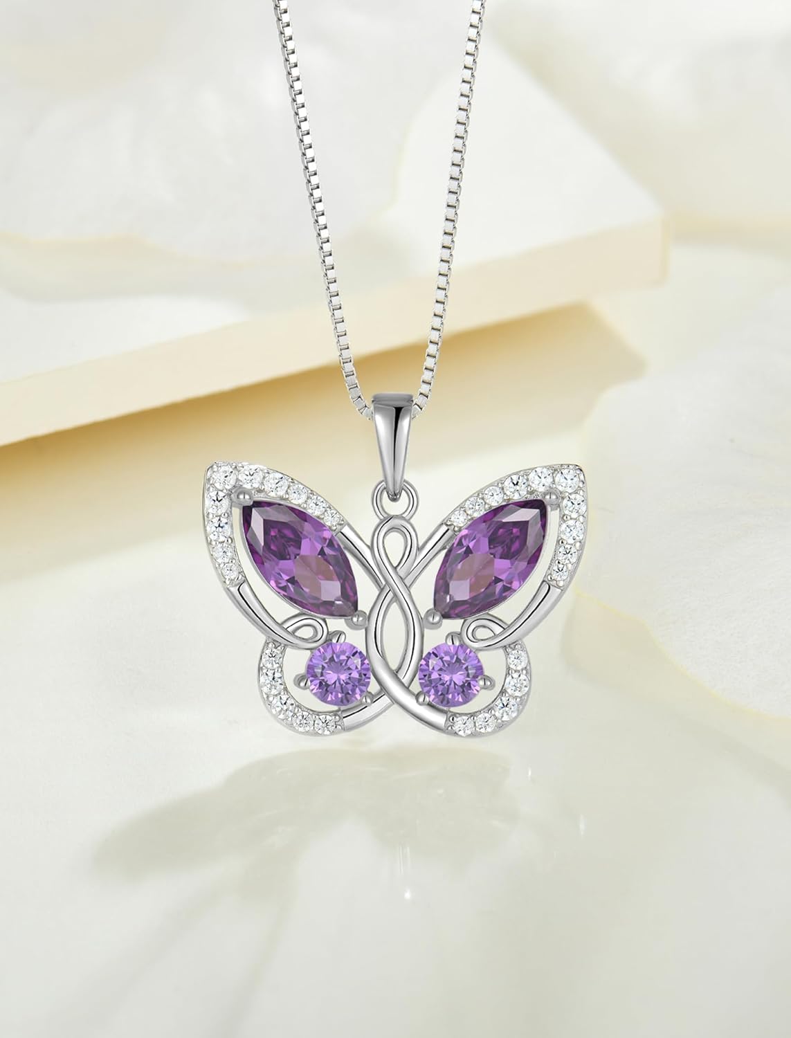 STARCHENIE Butterfly Pendant Necklace for Women 925 Sterling Silver Birthstone Butterfly Jewelry Gifts - Image 4