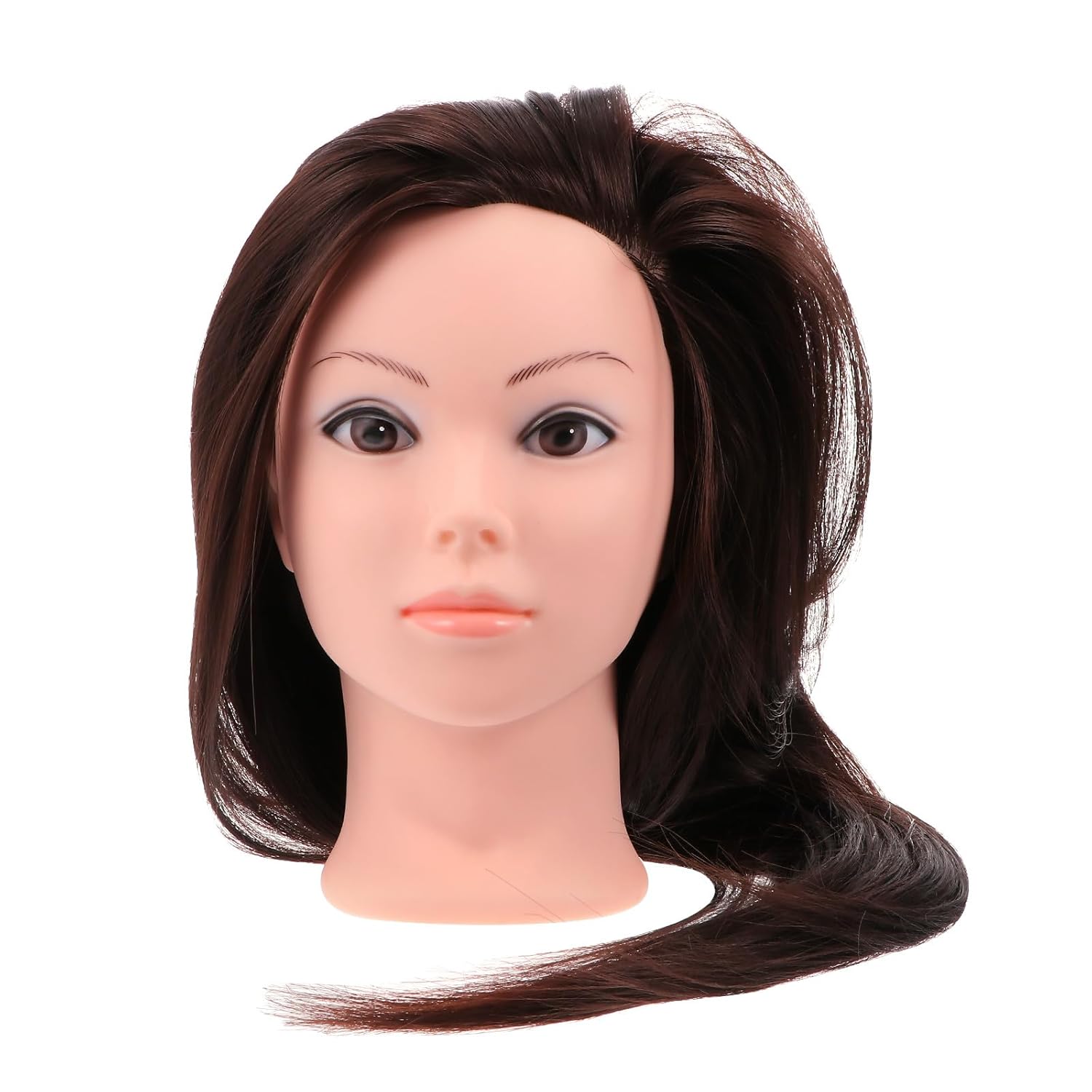 Practice Mannequin Head with Synthetic Long Hair Natural Color Hair Braiding Wig Head for Salon and Cosmetology Training