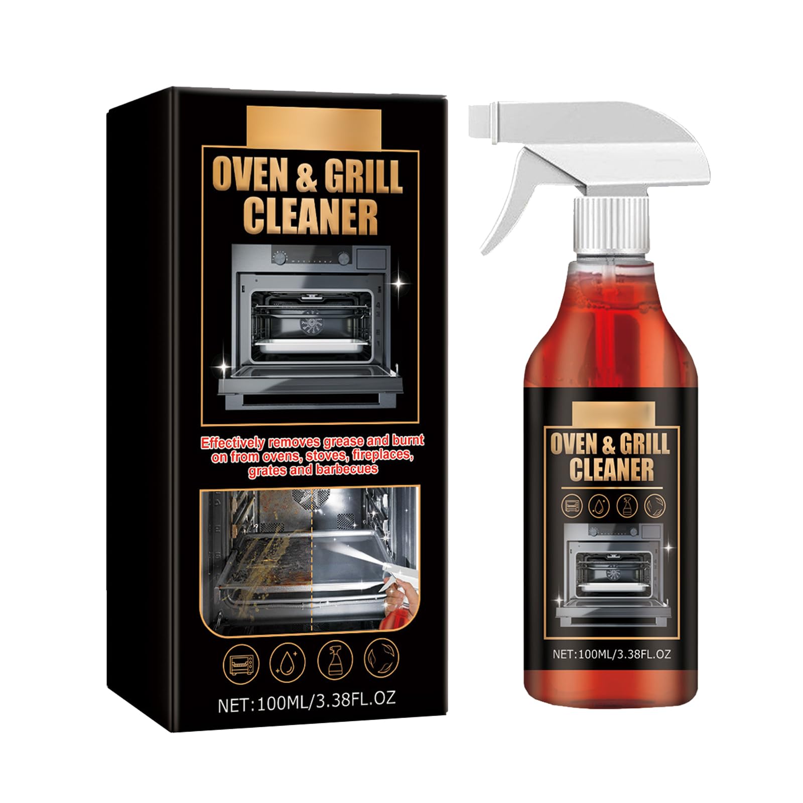 Pulizia di Forno e Grill,Detergente per Forno,100ML,1PC,Pulitore e Sgrassatore extra forte Per Forno,Piano Cottura e Grill