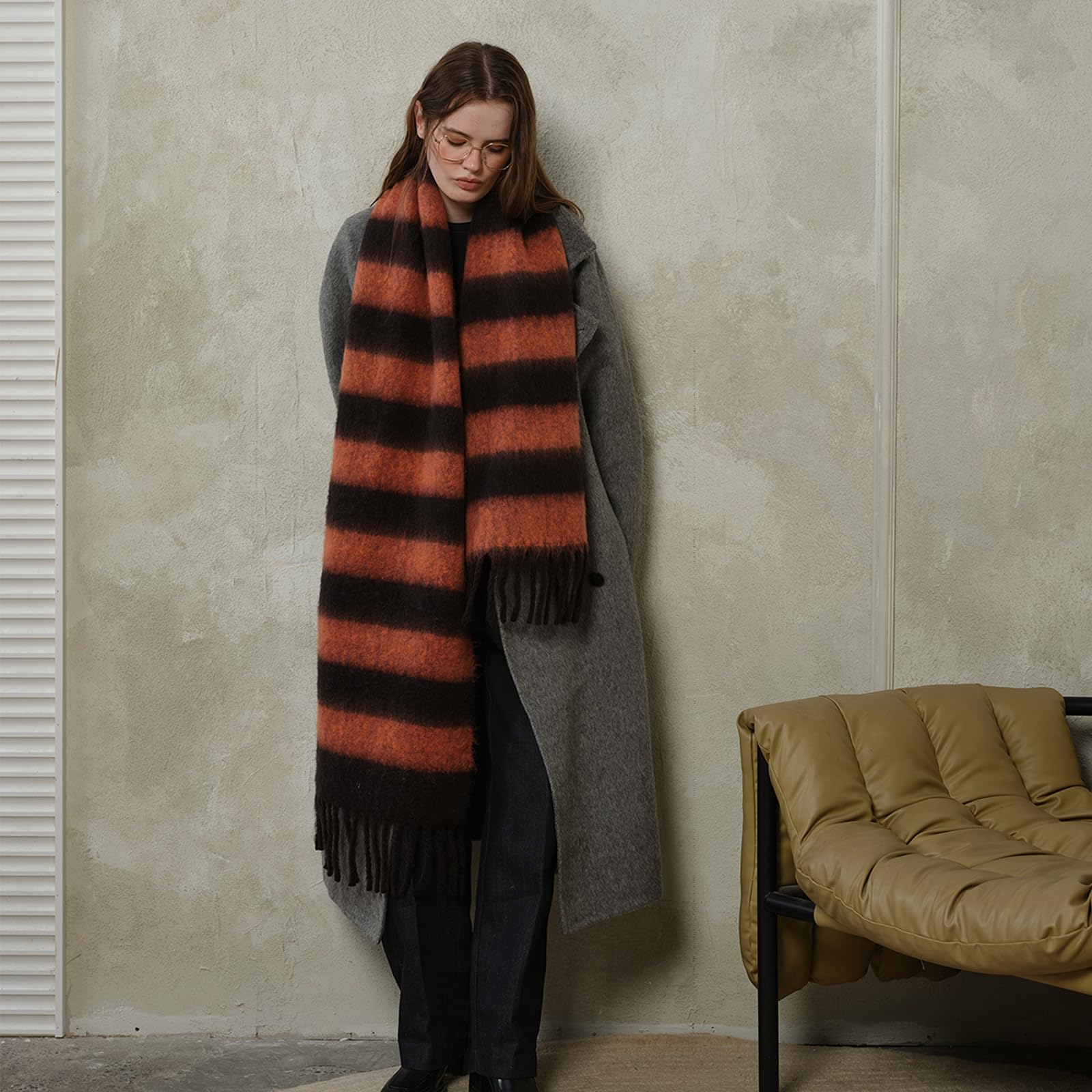 Foulard Donna Sciarpa Scozzese Da In Acrilico Con Nappe Spesse E Calde Autunno Inverno