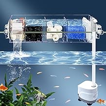 Premium Multi-Layer Aquarium Filter for 20 to 30 Gallon Fish Tanks: Oxygenating Water Wheel, Low-Noise Operation, Dual-Sided Suspension, Transparent (Large)