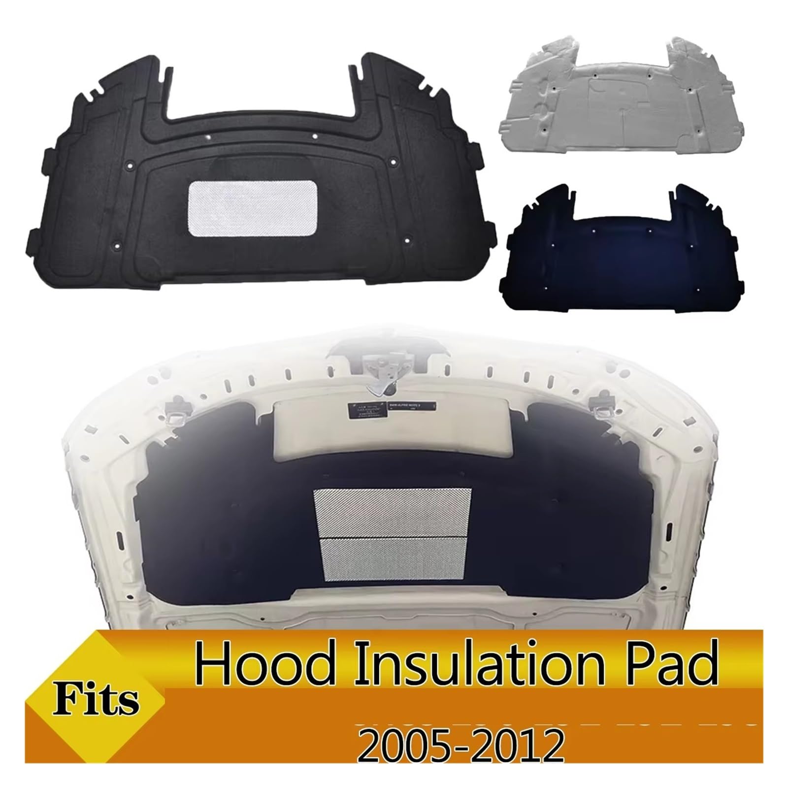 Panel de aislamiento térmico para coche Para Serie 3 E90 E91 E92 E93 323i 325i 2005-12 Almohadilla de aislamiento térmico y acústico para el capó del motor delantero.(2 Aluminum)