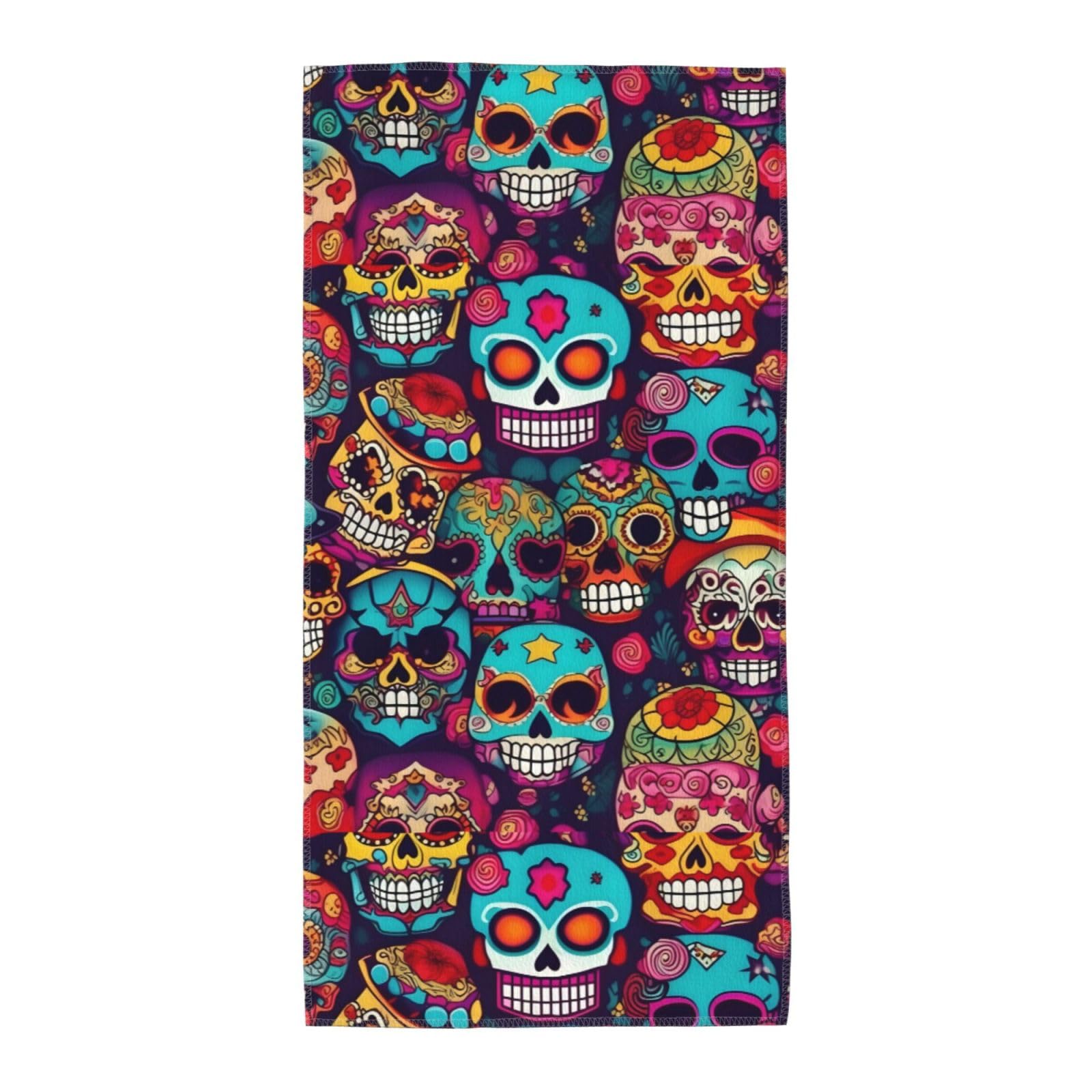 Oazcvbnn Unisex Black Sugar Skulls Print Extra Long Beach Towel Soft Comfortable Quick-Dry Gym Hiking Picnics Swimming