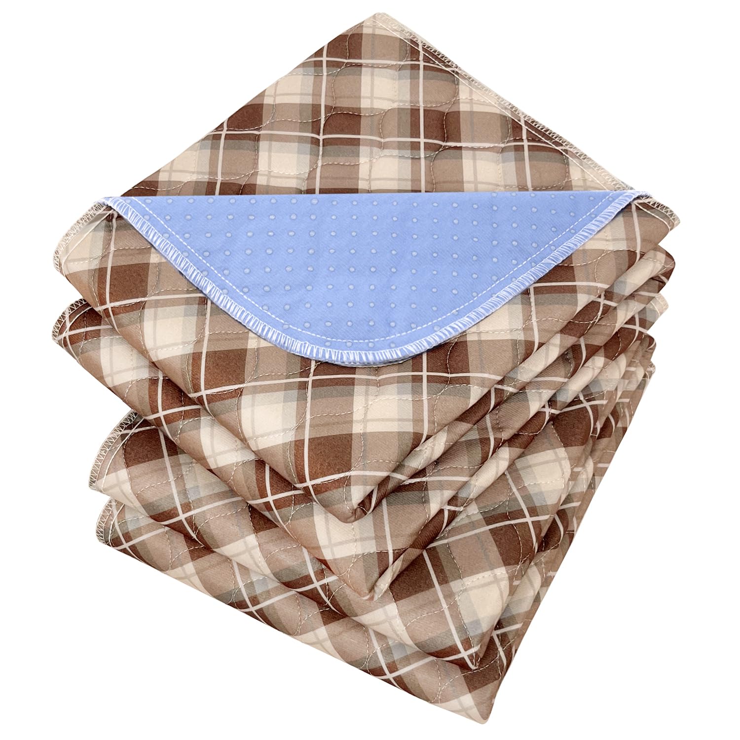 Photo 1 of Non-Slip Bed Pads for Incontinence Washable (36" x 52"|2 Pack), Waterproof Bed Pads, Brown Grid, Bed Wetting Pads for Bed, Sofa, Floor, Resuable Underpads for Adults, Seniors, Pet
