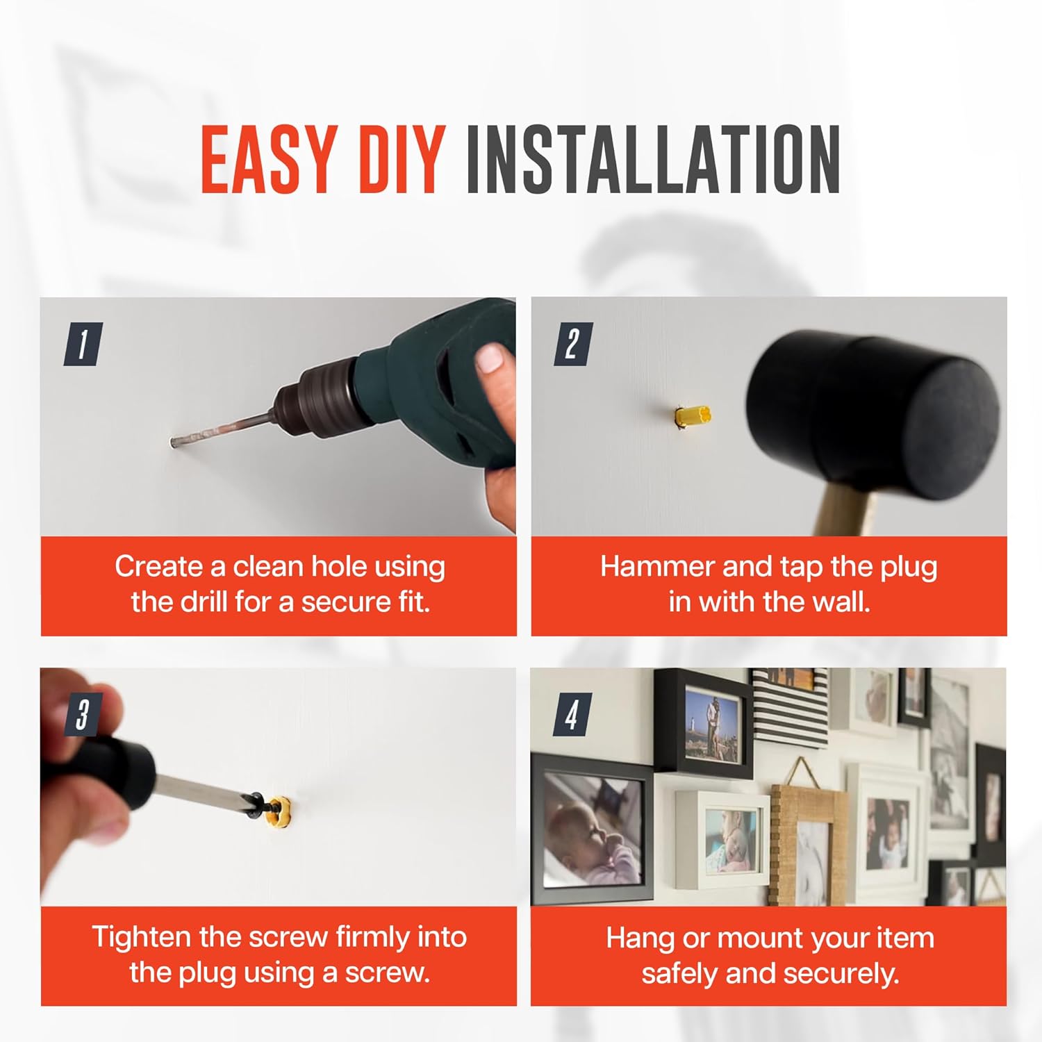 ZAVIA Wall Plugs and Screws 285 Pcs | Assorted 142 Anchors Plugs + 143 Metal Screws (No.6, No.8, No.10) for Plasterboard, Brick, Concrete & Wood | Complete kit with Storage Case