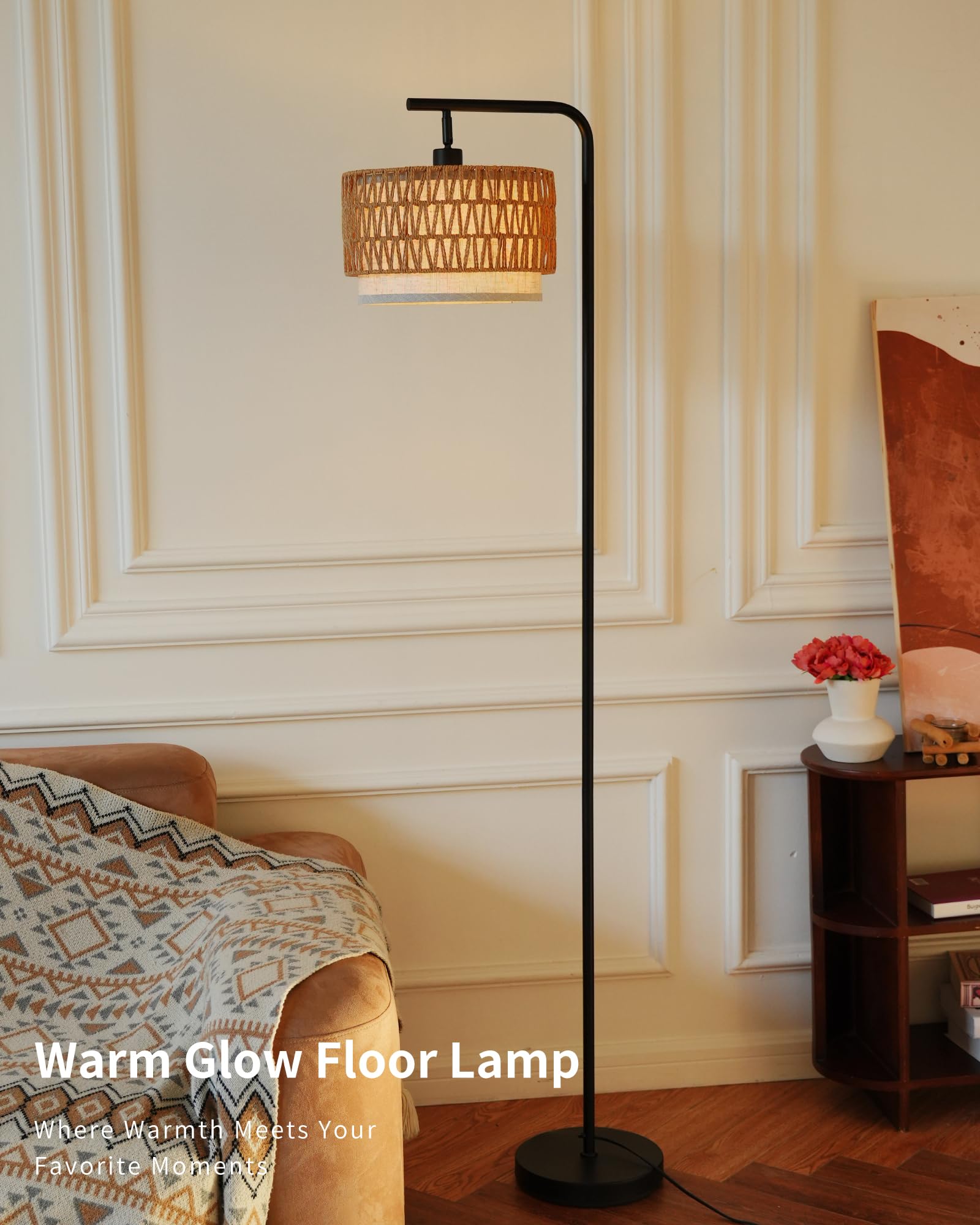 Lampa podłogowa z podwójnym kloszem, regulowane kąty światła do salonu, sypialni i biura, bez żarówki