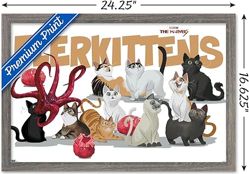 Miniatura 3 de Trends International Marvel The Marvels - Póster de pared de flerkittens, 14.72 x 22.37 pulgadas, versión enmarcada de madera de granero