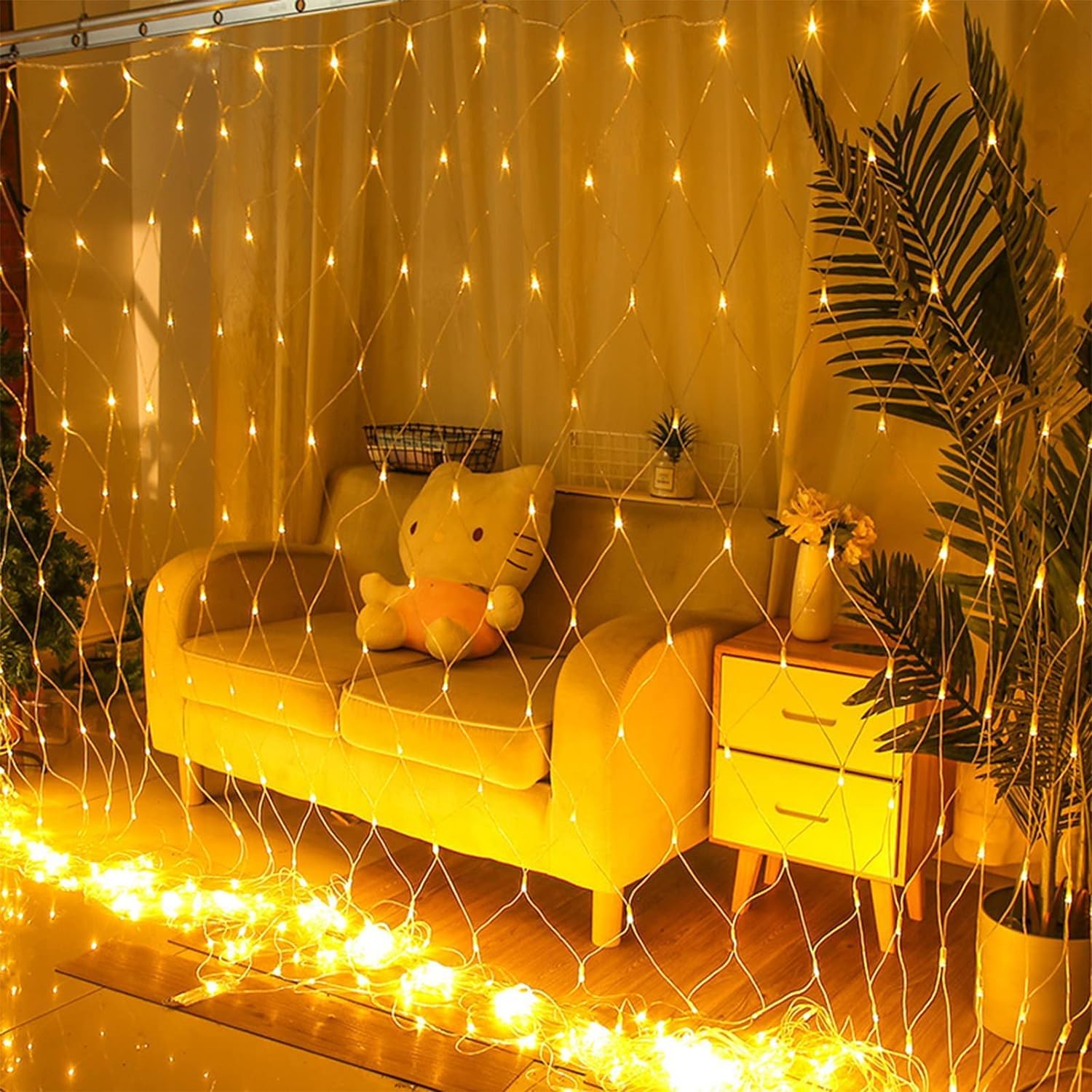 LED Lichternetz 6x4M, Außen Garten Baum Lichterkette für Büsche 627 LEDs Lichterkette Netz Weihnachtsbeleuchtung, IP44 Wasserdicht, mit Timer 8 Leuchtmodi, für Garten Büsche Innen Balkon D(Size:6m*4m)