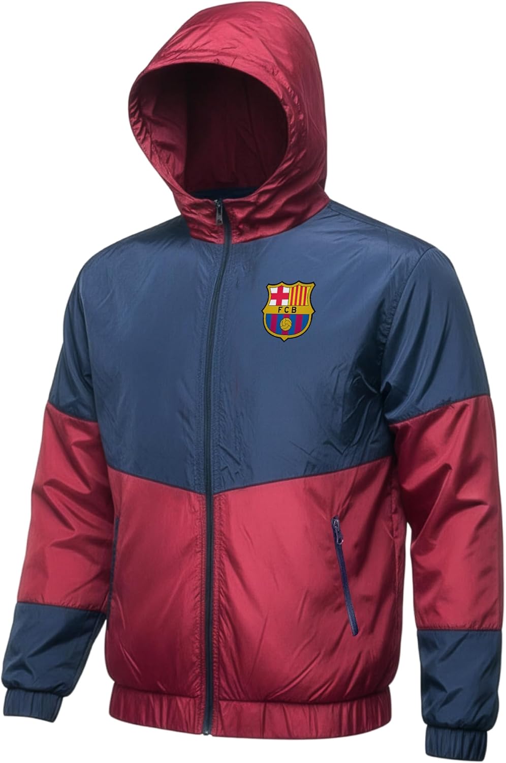 Icon Sports Kids Barcelona Windbreaker Rain Jacket - Youth Sizes - Hooded Zip-Up, Licensed Gear - Image 5