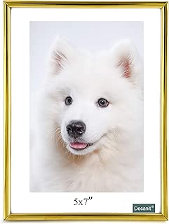 decanit Gold Metal Thin Edge 5x7 Picture Frames, Gold Thin Profile Photo Frame 5 by 7 Inch,Wall Mount or Tabletop - coolthings.us
