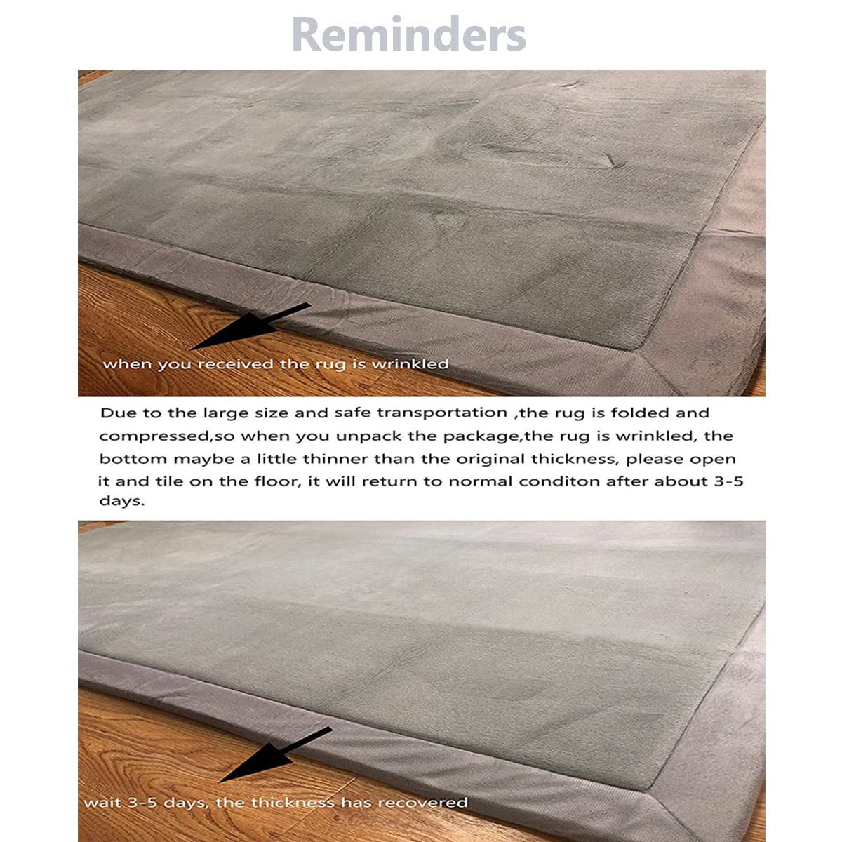 GGoty Grand tapis de jeu antidérapant en velours corail, pour chambre d'enfant, chambre à coucher, salon (120 x 120 cm, gris)