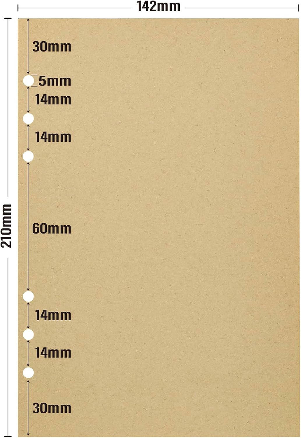 A5 Kraft Refill Paper 135 Sheets Brown Planner 100GSM 6 Hole Binder Inserts image 2