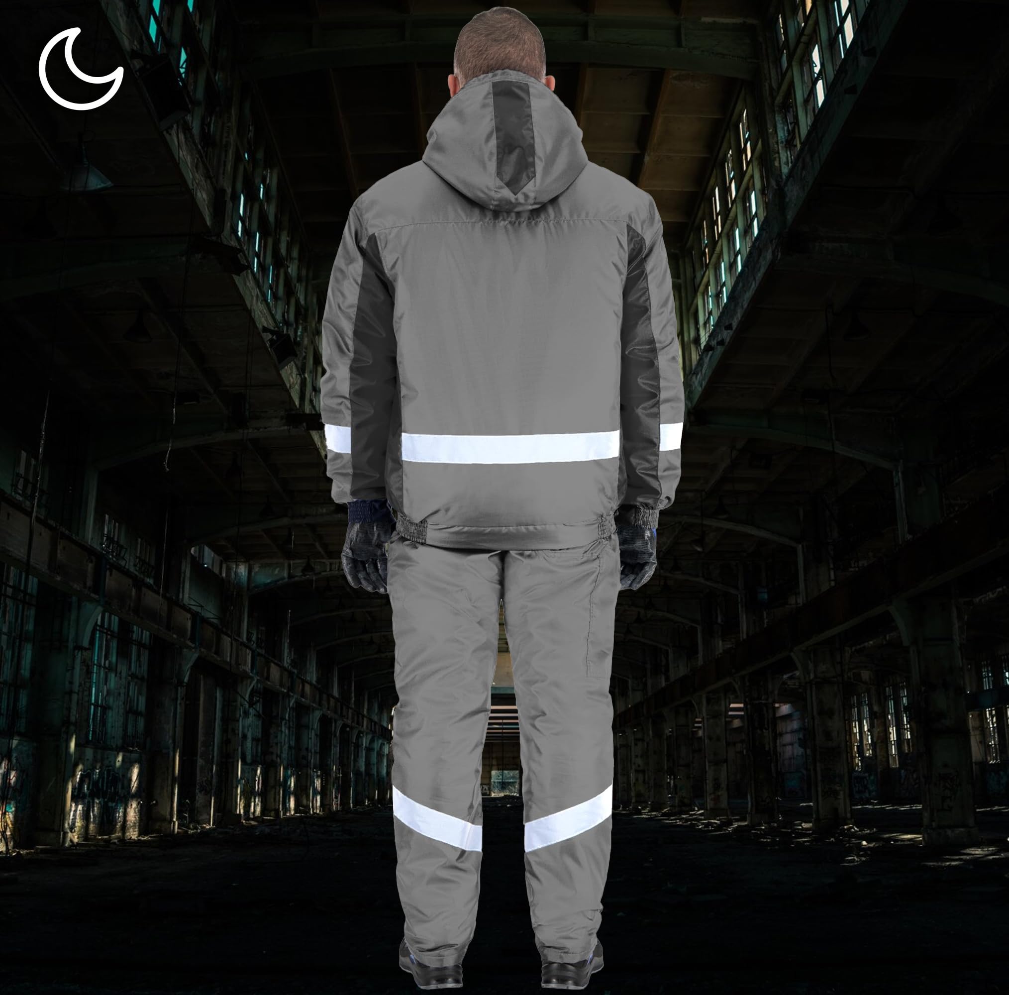 BWOLF Atom Set de Ropa de Trabajo para Hombre: Chaqueta de Invierno + Pantalones, Resistente al Viento, Impermeable, Cálido Con Capucha