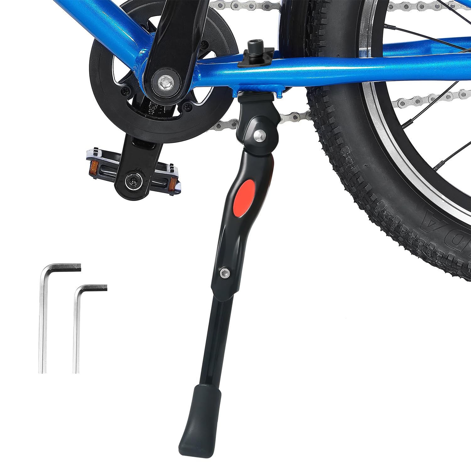 Kickstand for Kids Bike, Bicycle Kickstands Center Mount for 16 18 20 Inch Bicycles Adjustable Aluminum Alloy Black Kickstands for Mountain Bike, Black