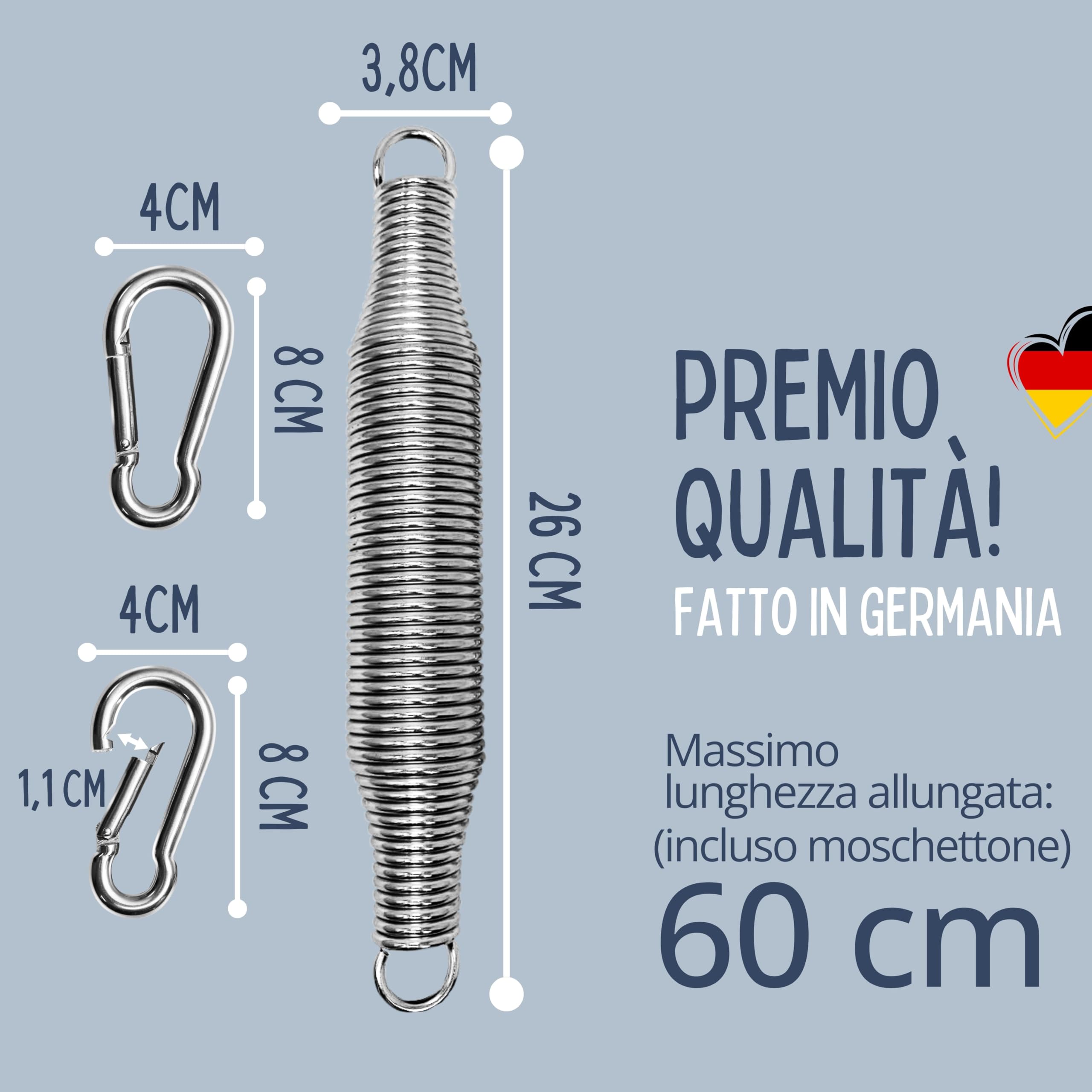 Set sprężyn wahadłowych do kołyski i hamaka dla dzieci, 2 karabinki, wyprodukowany w Niemczech