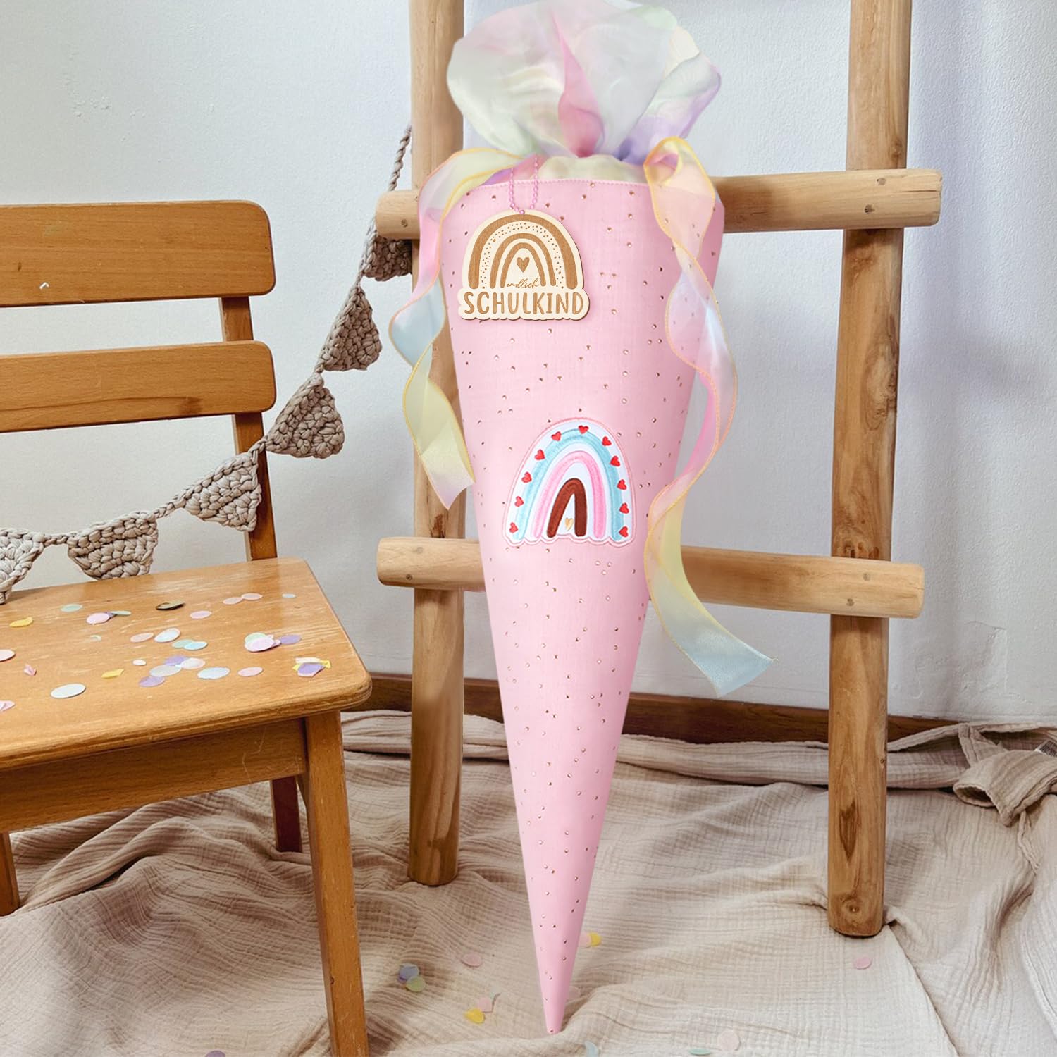 Inizio della scuola, grande sacchetto di zucchero, rosa