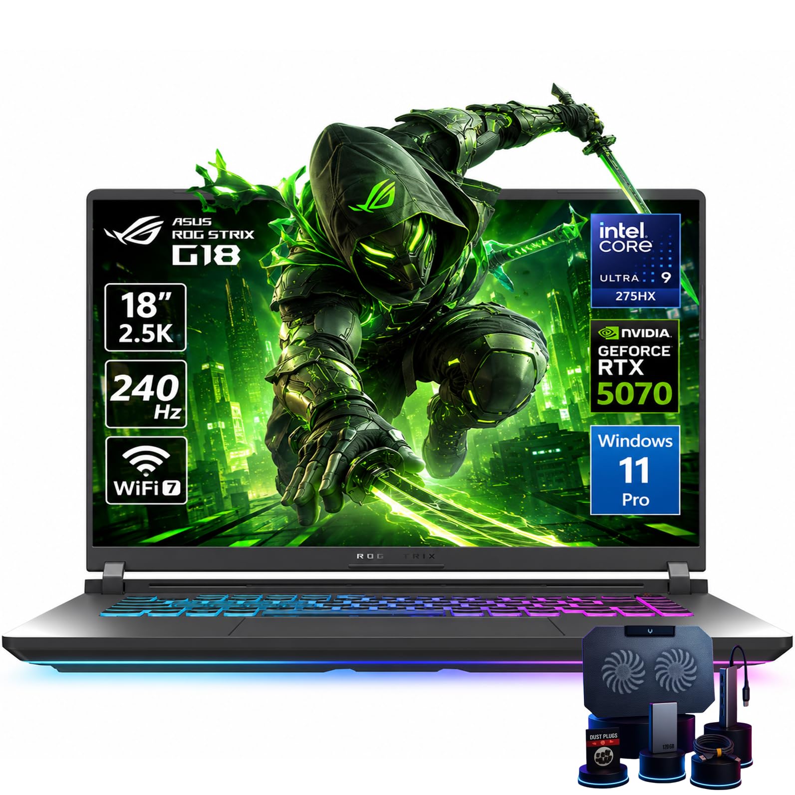 ROG Strix G18 Gaming Laptop, 18" 2.5K 240Hz Nebula Display, Intel 24-Core Ultra 9 275HX(U…