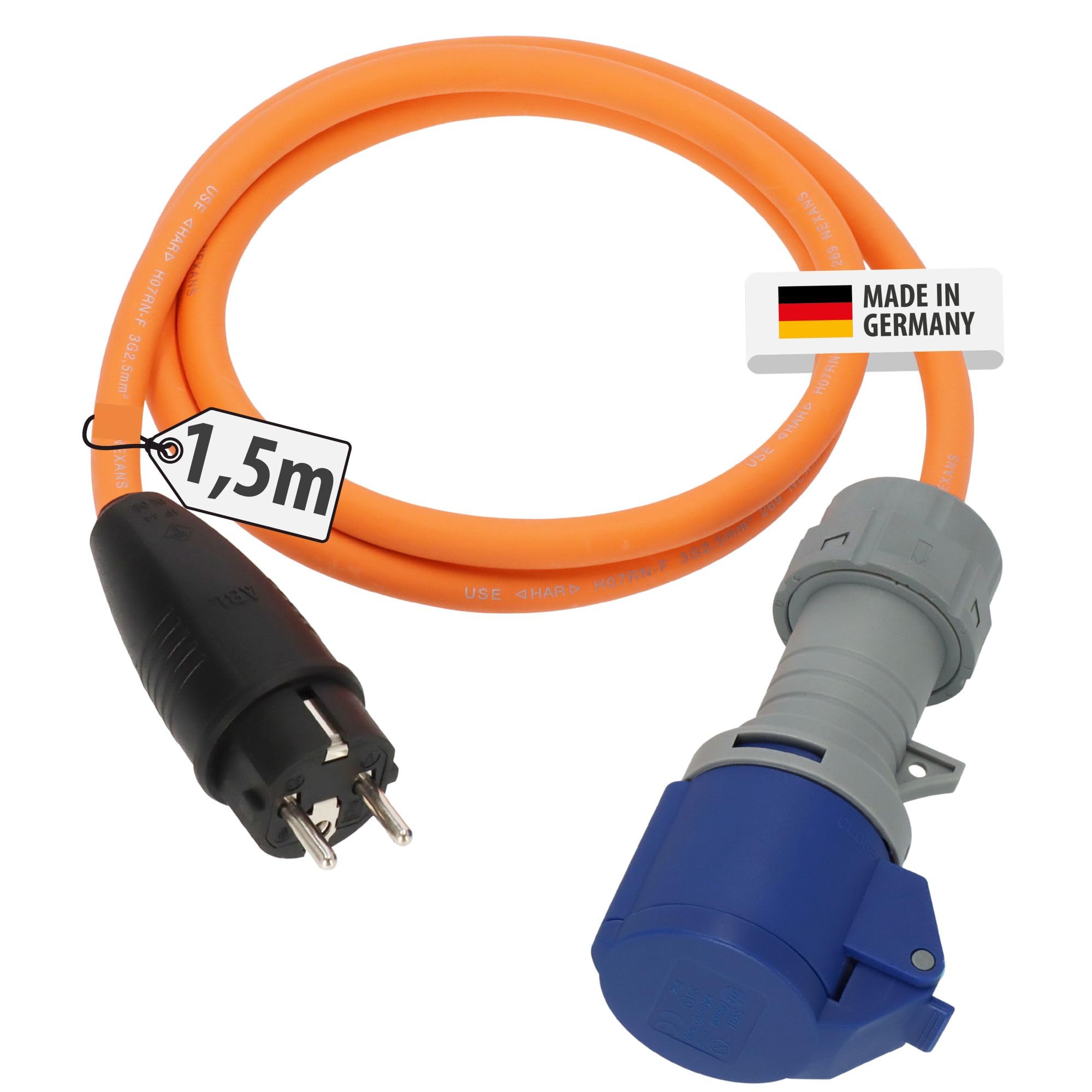 Brennenstuhl Camping Adapterkabel mit Schutzkontakt-Stecker und CEE-Kupplung mit LED Spannungsanzeige (1,5m Kabel, H07RN-F 3G2,5, 230V/16A, ständiger Einsatz im Außenbereich IP44, Made in Germany)