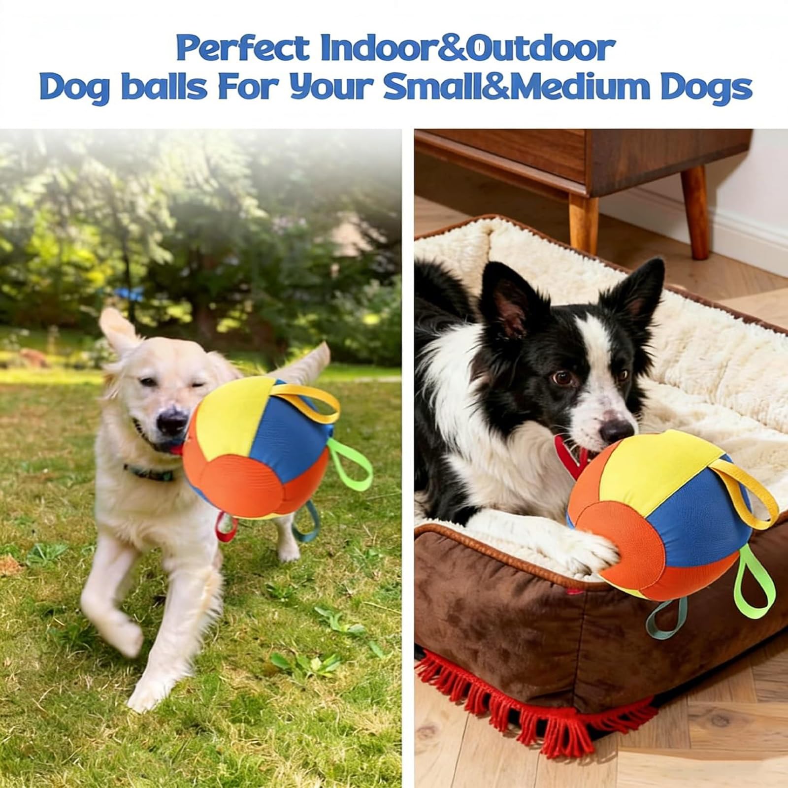Pelota Gigante Relajante para Perros, 25,4x45,7x55,9 cm. Pelota Gigante de pastoreo con lengüetas y Asas, Pelotas Gigantes de pastoreo para Perros, Pelota de Ejercicio Resistente para L:55cm/21.65in