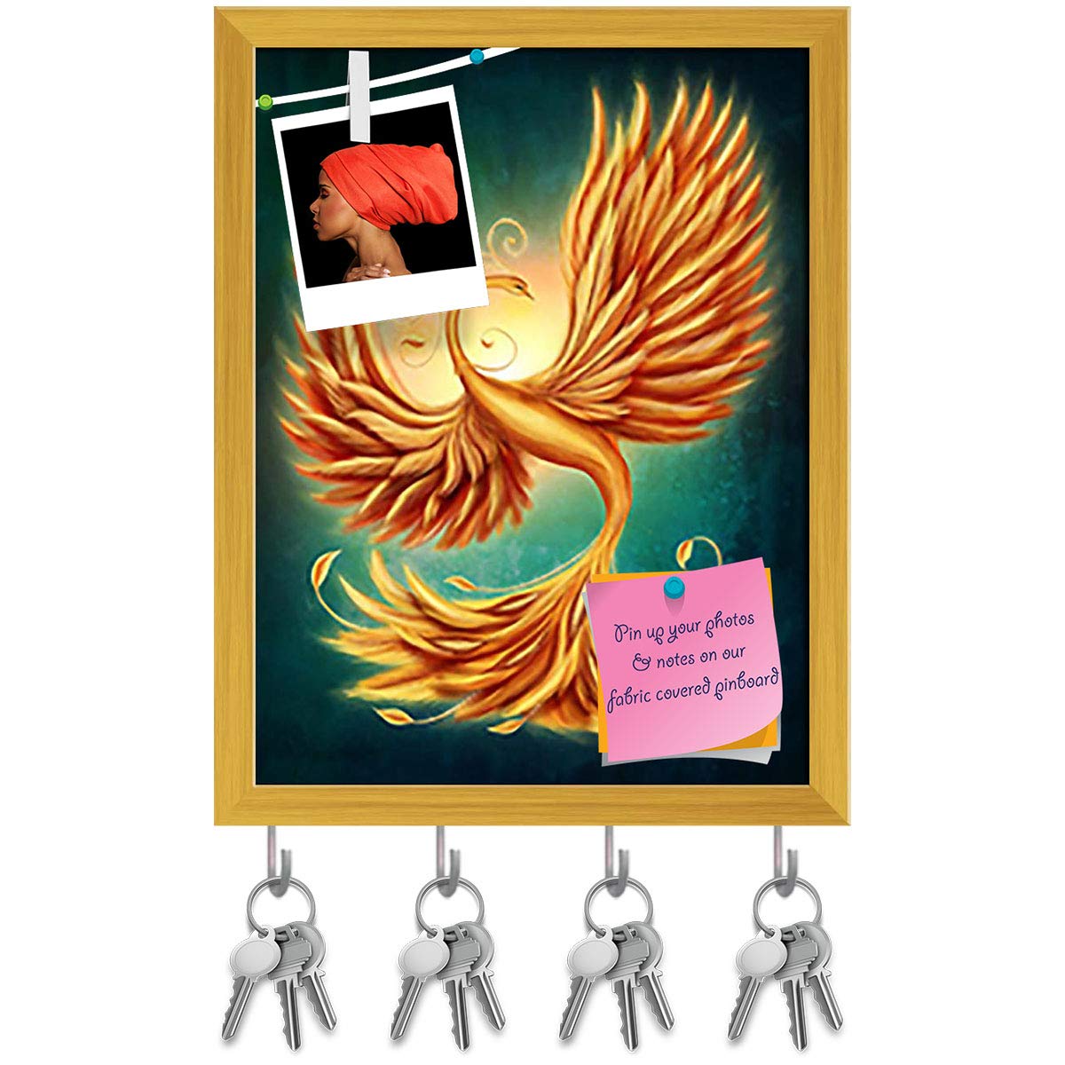 Buy ArtzFolio Magic Firebird Key Holder Hooks Bulletin Notice Pin Board Vision Soft Board