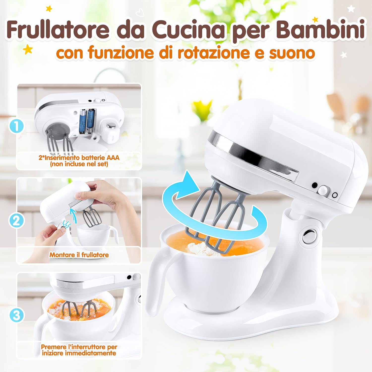 PLAY Cucina Giocattolo per Bambini con Macchina Caffè, Mixer, Tostapane con Luci e Suoni Realistici, Set di Elettrodomestici Cucina Regalo per Bambini 3+ Anni (Bianco)