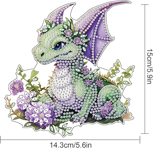 Miniatura 2 de Kit de colgante de pintura de diamante de dragón verde, diseño de puntos de diamante con forma especial, adornos acrílicos, pintura de diamante,