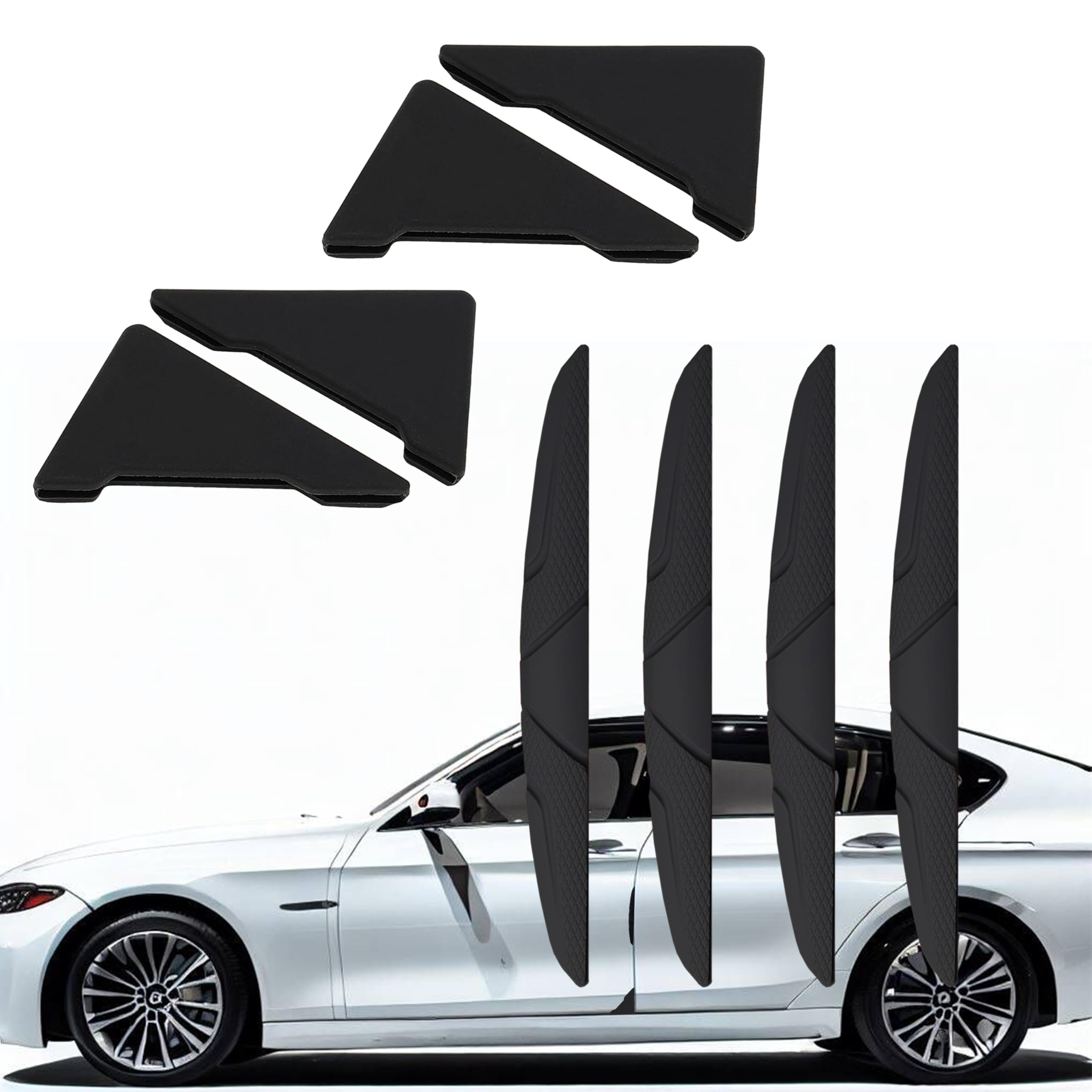 Hosawtek Car Door Corner Guards 4 Pack + 4 Pack Black Rubber Edge Protectors - Anti-Scratch and Dent Resistant - Universal 90-Degree Door Angle for All Vehicles
