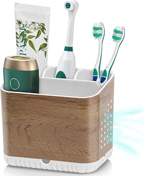 Bathroom Toothbrush Holders, Toothbrush and Toothpaste Holder Wood Grain