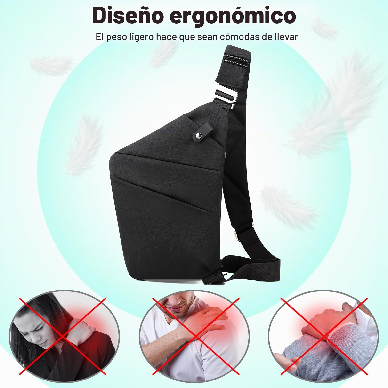Bolsa de viaje antirrobo, bolsa cruzada de gran capacidad con un hombro, bolsa cruzada ligera para viajes, deportes