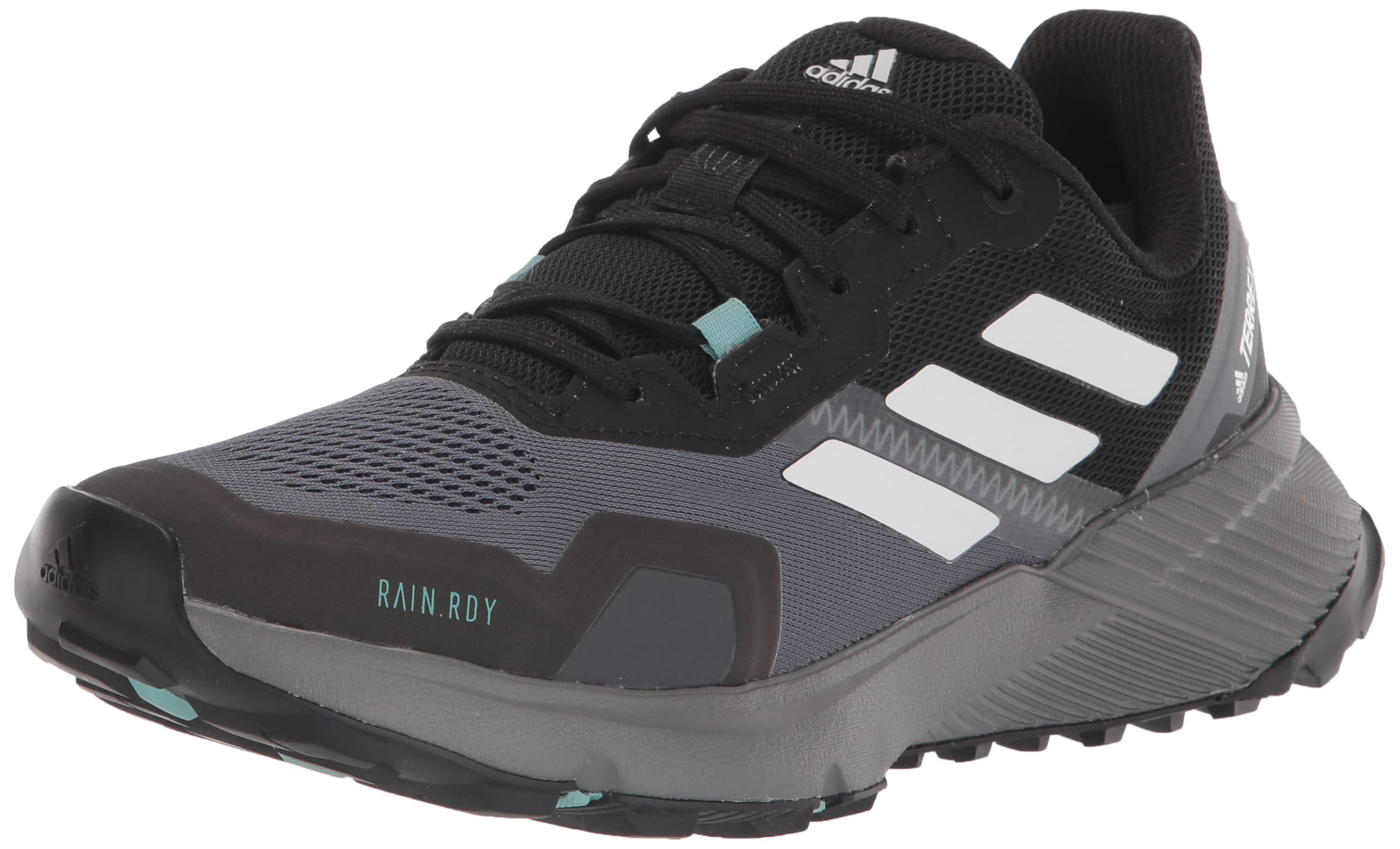 adidas Women's Terrex Soulstride Rain.Rdy Trail Running Shoes, Black/Crystal White/Mint Ton, 9