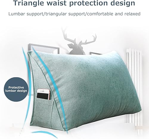 Miniatura 2 de Almohada de cabecera con protección de cintura, almohada de lectura, almohada triangular de cuña, cojín de espalda larga con funda extraíble (verde,