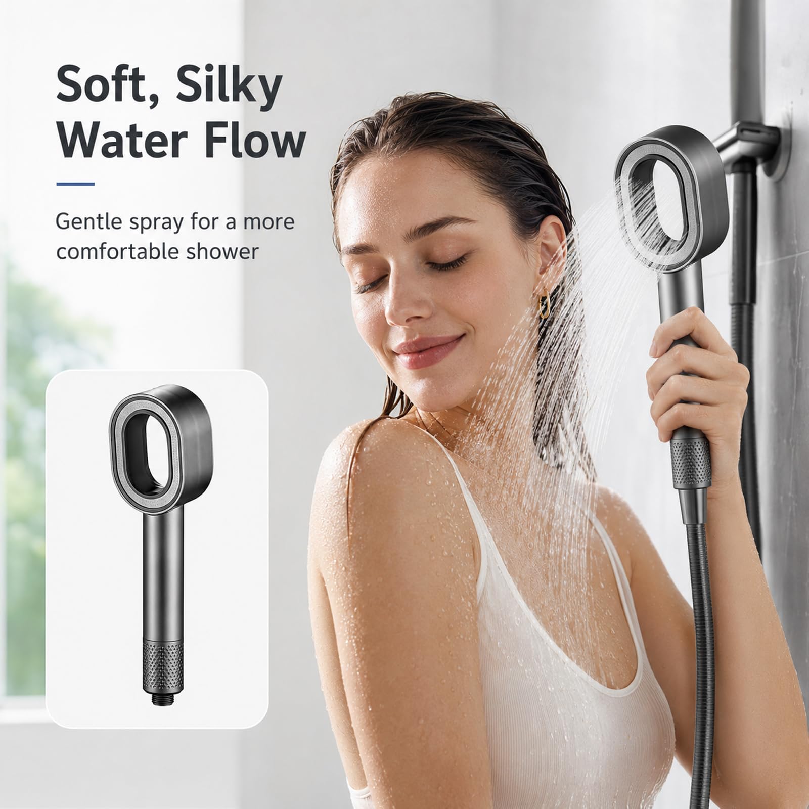 Duschkopf, Duschkopf mit Filter Und Duft, Mehrfachfiltration, Leicht Und Tragbar, Brausekopf Dusche für Die Meisten Standard-Duschschläuche Geeignet (grau)