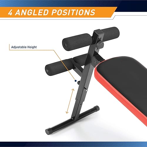 Miniatura 3 de Marcy Tabla inclinada con reposacabezas – Diseño plegable con posiciones ajustables SB-4606, negro/rojo, 29.00 x 18.00 x 59.00 pulgadas