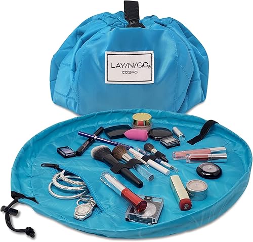 Miniatura 1 de Lay-n-Go Cosmo - Organizador de maquillaje con cordón para viajes y uso diario con un diseño patentado y duradero, 20 pulgadas, azul océano