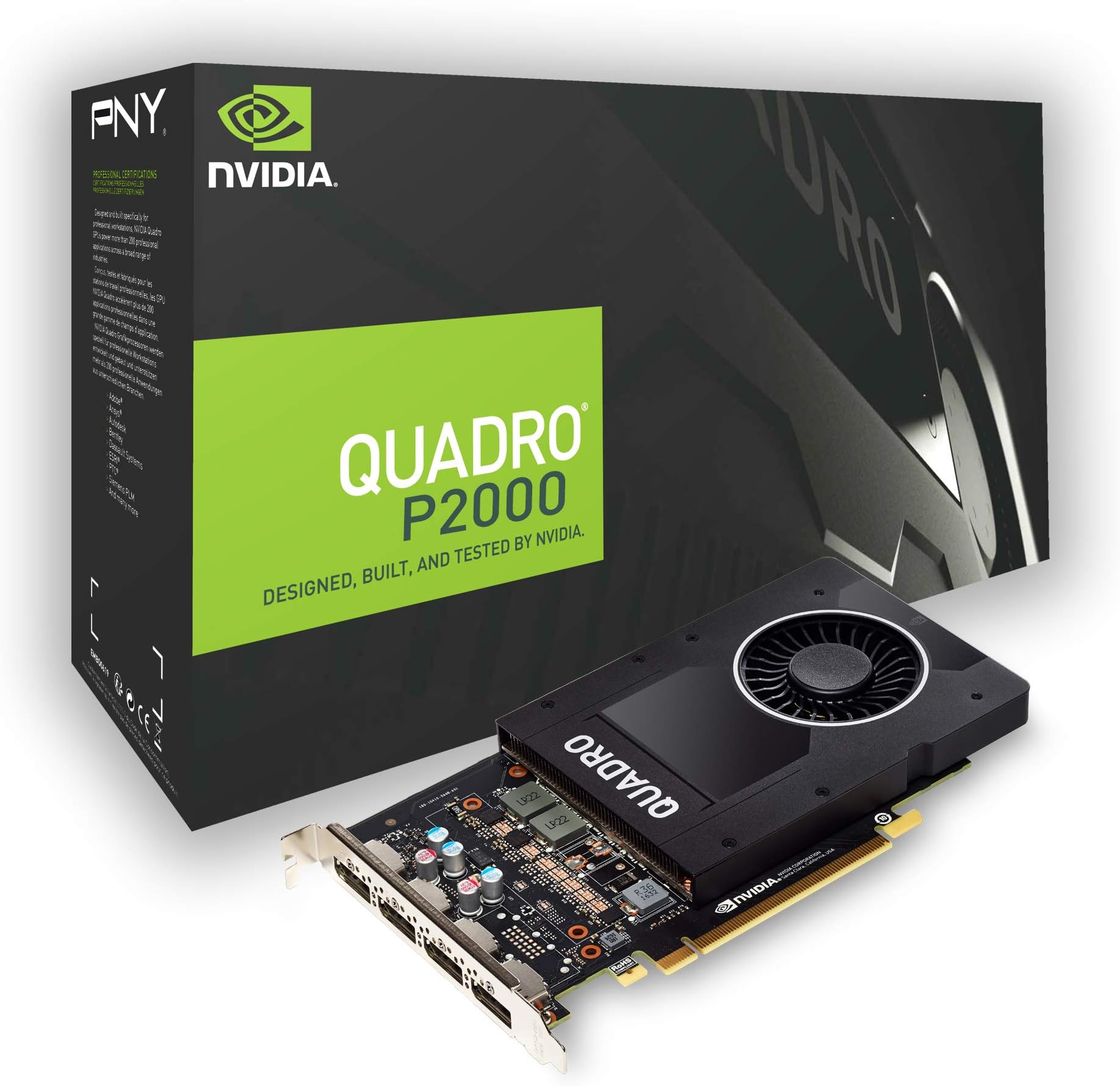 PNY NVIDIA Quadro P2000 4x DP 5 GB GDDR5 PCI Express Professional Graphic Card - Black: image 1 of 7