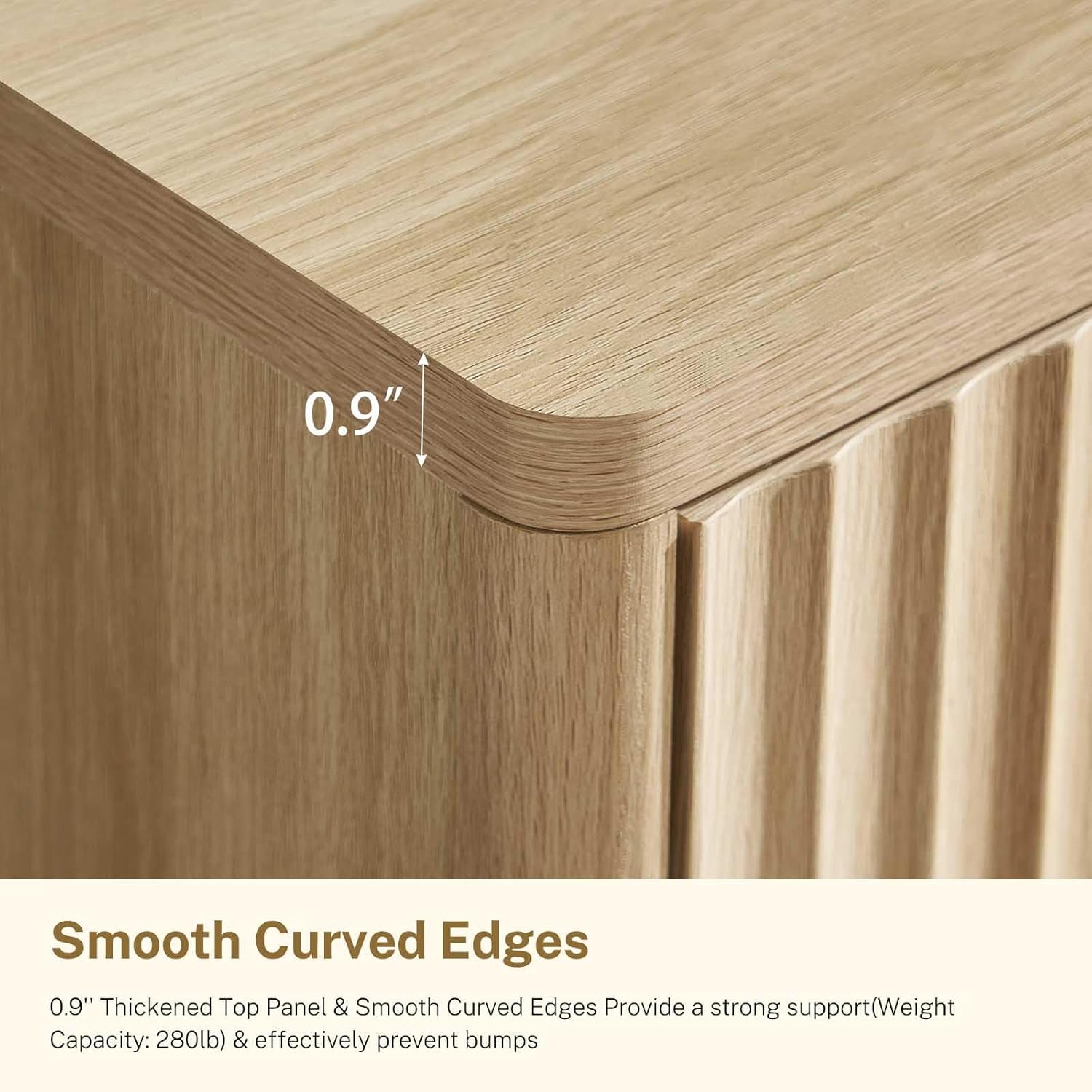 TEENOFN Fluted Dresser for Bedroom with 8 Drawers, 47.2" Wide Modern Chest of Drawers with Metal Handle, Dresser TV Stand, Wood Closet Clothes Storage Organizer for Living Room, Hallway, Natural