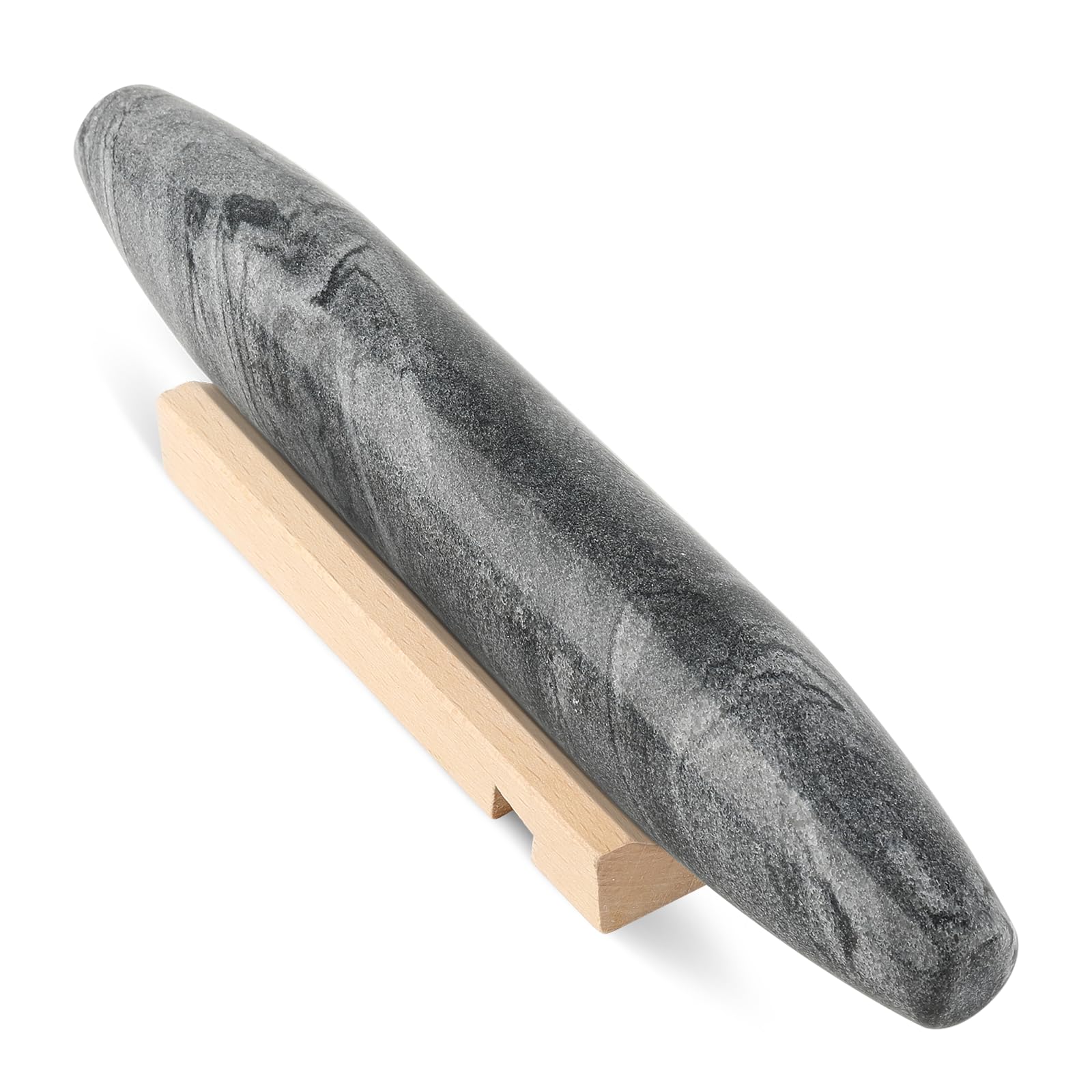 Koville Mattarello francese in marmo grigio naturale africano, mattarello antiaderente da 30,5 cm per cottura, rullo per pasta, gnocchi, fondente, torta, pane, pizza, utensili da cucina
