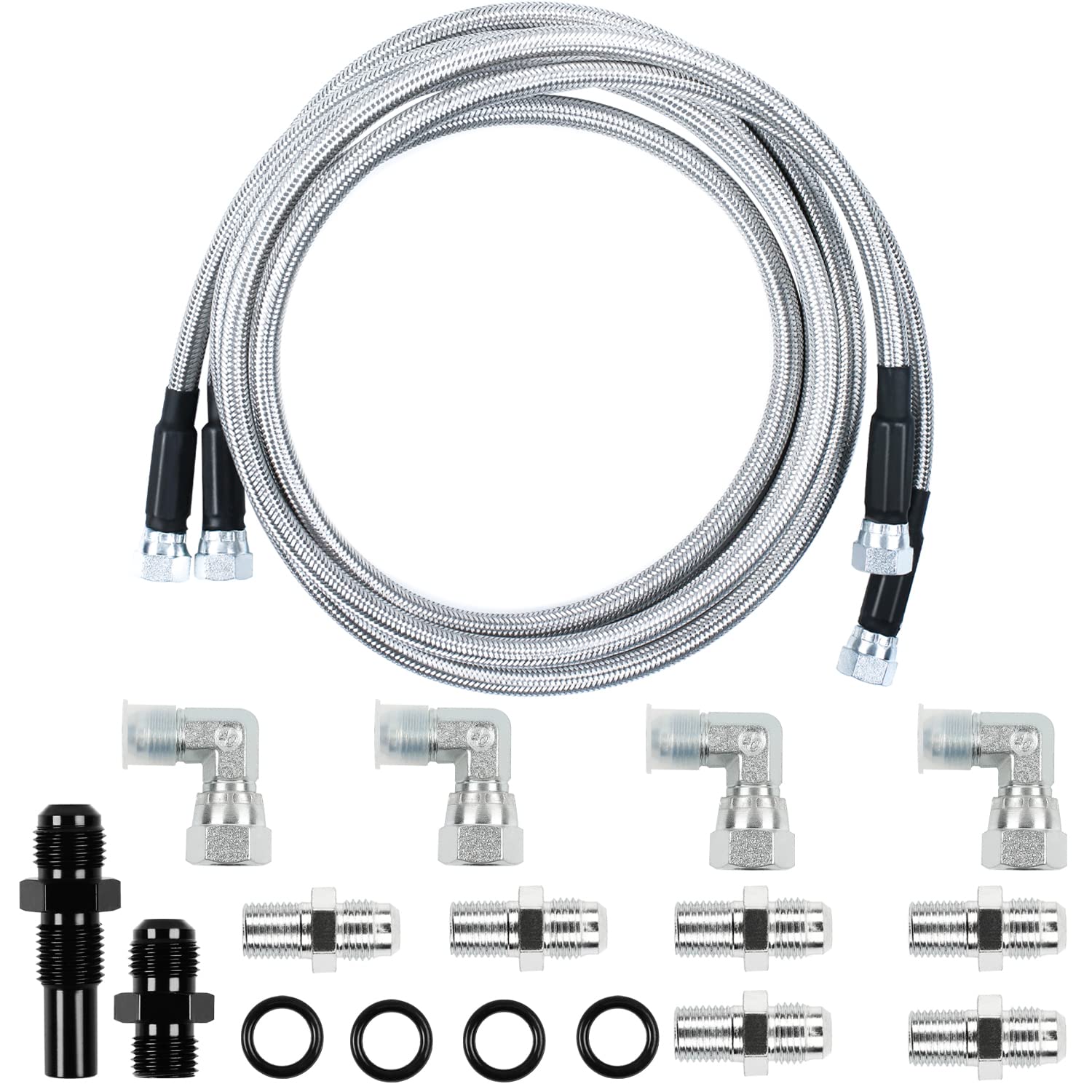 OCTAOR 70" Transmission Cooler Hose for 700R4 4L60 4L60E 4L65E 4L80E, SS Braided Lines Compatible with Ford C4/C6/AOD & GM Chevy 1996+ Vehicles