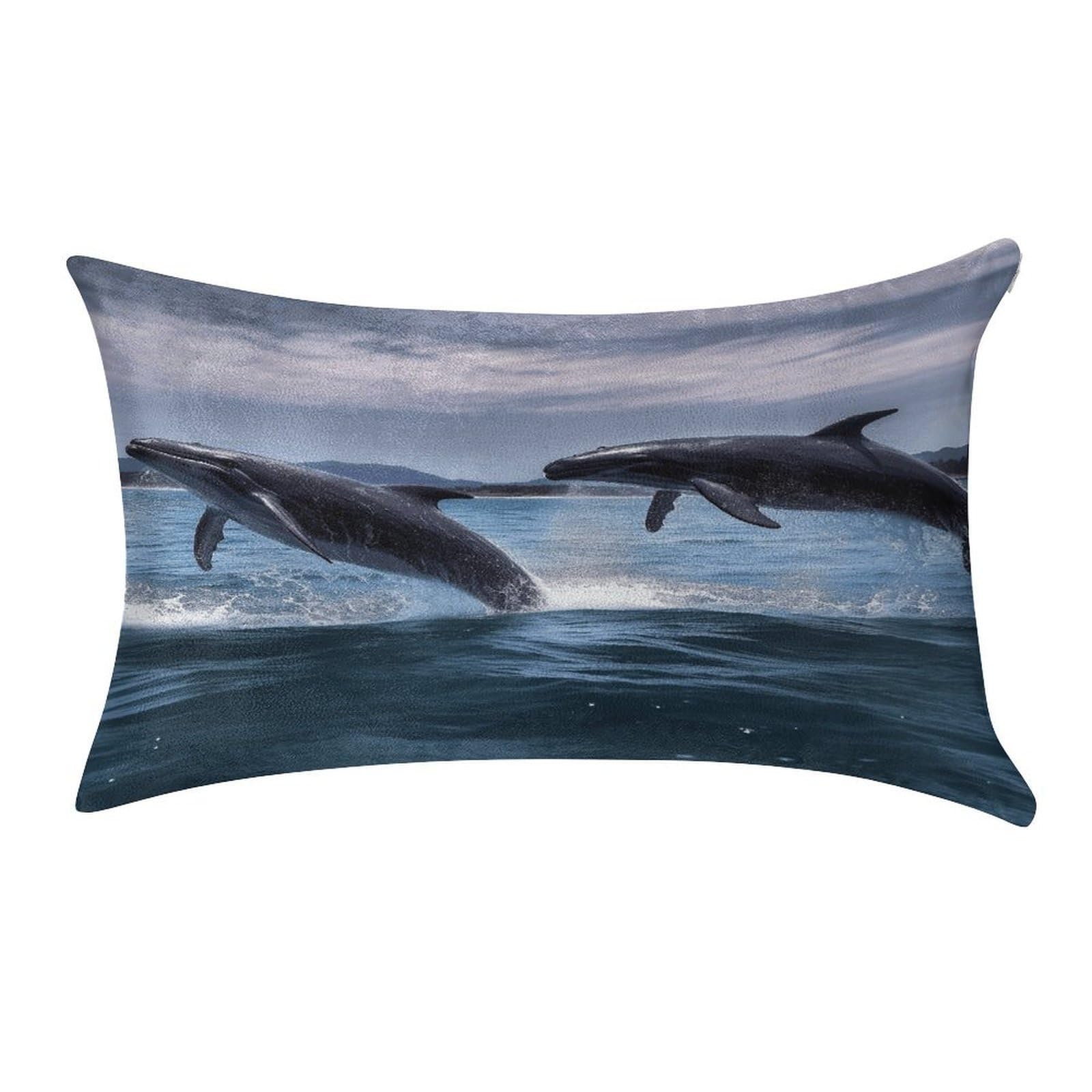 Fekiloot Style Jumping Whales Pillow Covers Home Decor Pillow Cases