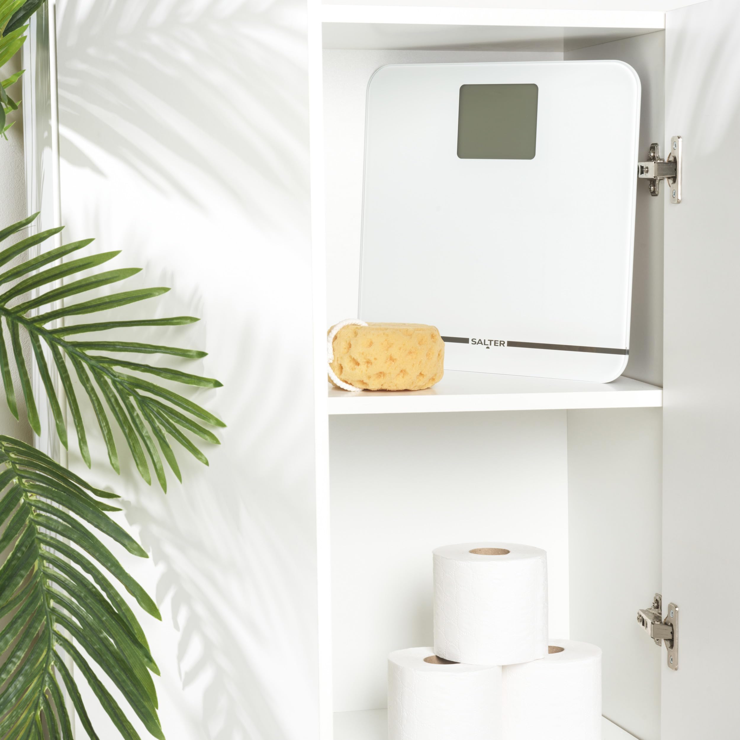 Salter 9075 WH3R Bilancia pesapersone compatta elettronica - Max premium, Capacità 250Kg, bilancia digitale, display LCD XL, ampia pedana,15 anni di garanzia, bianco