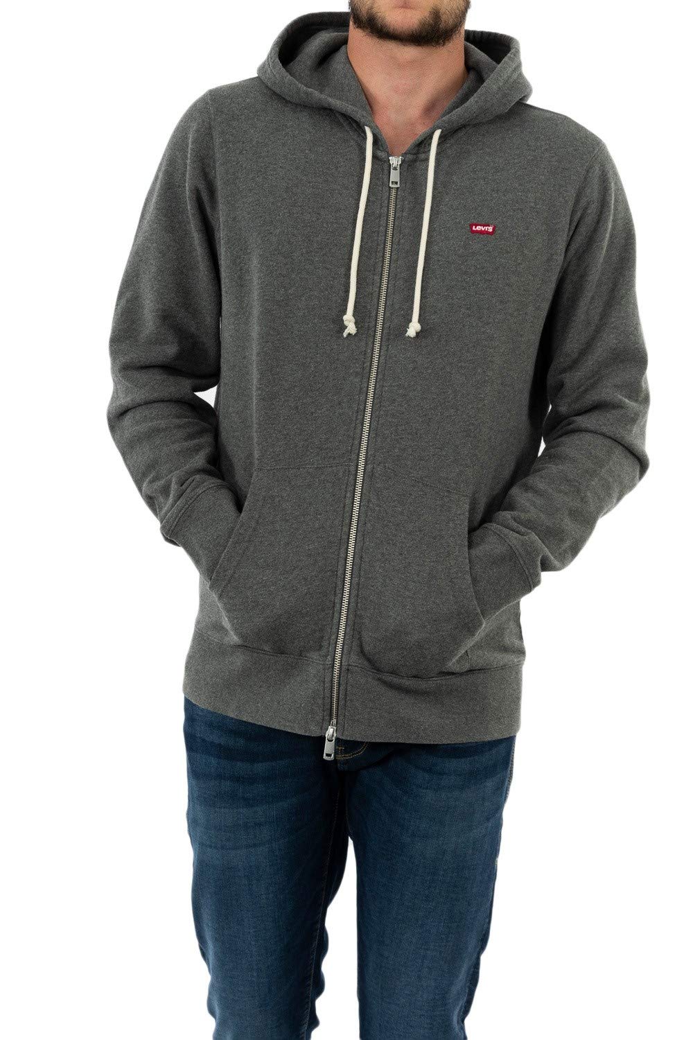 Levi's Mężczyźni Zip Up Sweatshirt, Charcoal Heather XX, XL