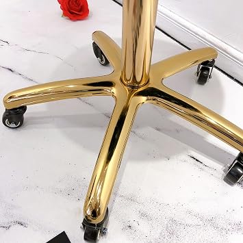 Rolling Bar Stools Round PU Leather Seat Beauty Salons Chair, Chrome Plated 5 Claws and Swivel Wheels, Adjustable 40-60 cm(Color:Black) (Green) (Black)