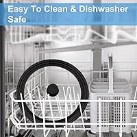 Vista 6 de Tapa universal para ollas, sartenes y sartenes. Tapa de vidrio templado con borde de silicona resistente al calor que se adapta a utensilios