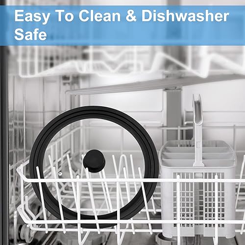 Miniatura 6 de Tapa universal para ollas, sartenes y sartenes. Tapa de vidrio templado con borde de silicona resistente al calor que se adapta a utensilios de